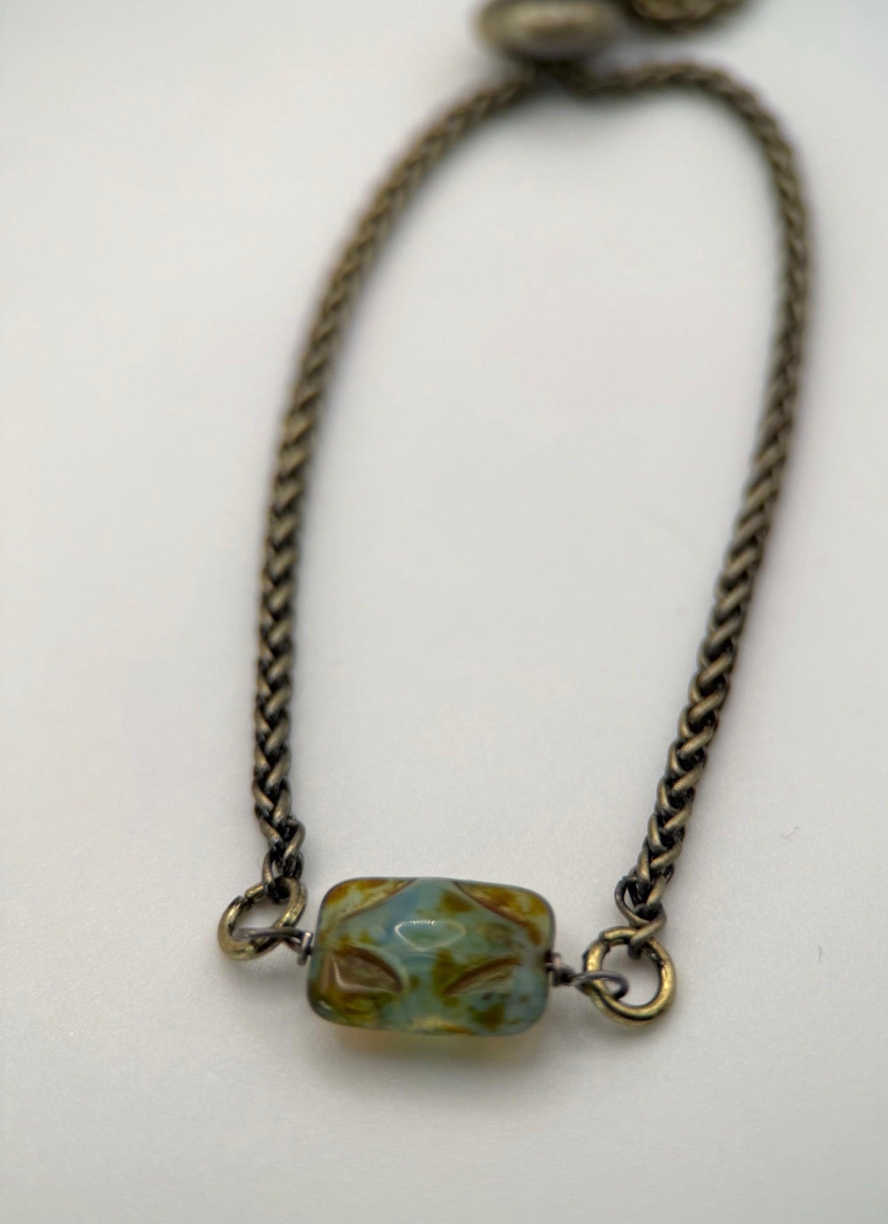 Medium Adjustable Turquoise Picasso Czech Glass Bracelet