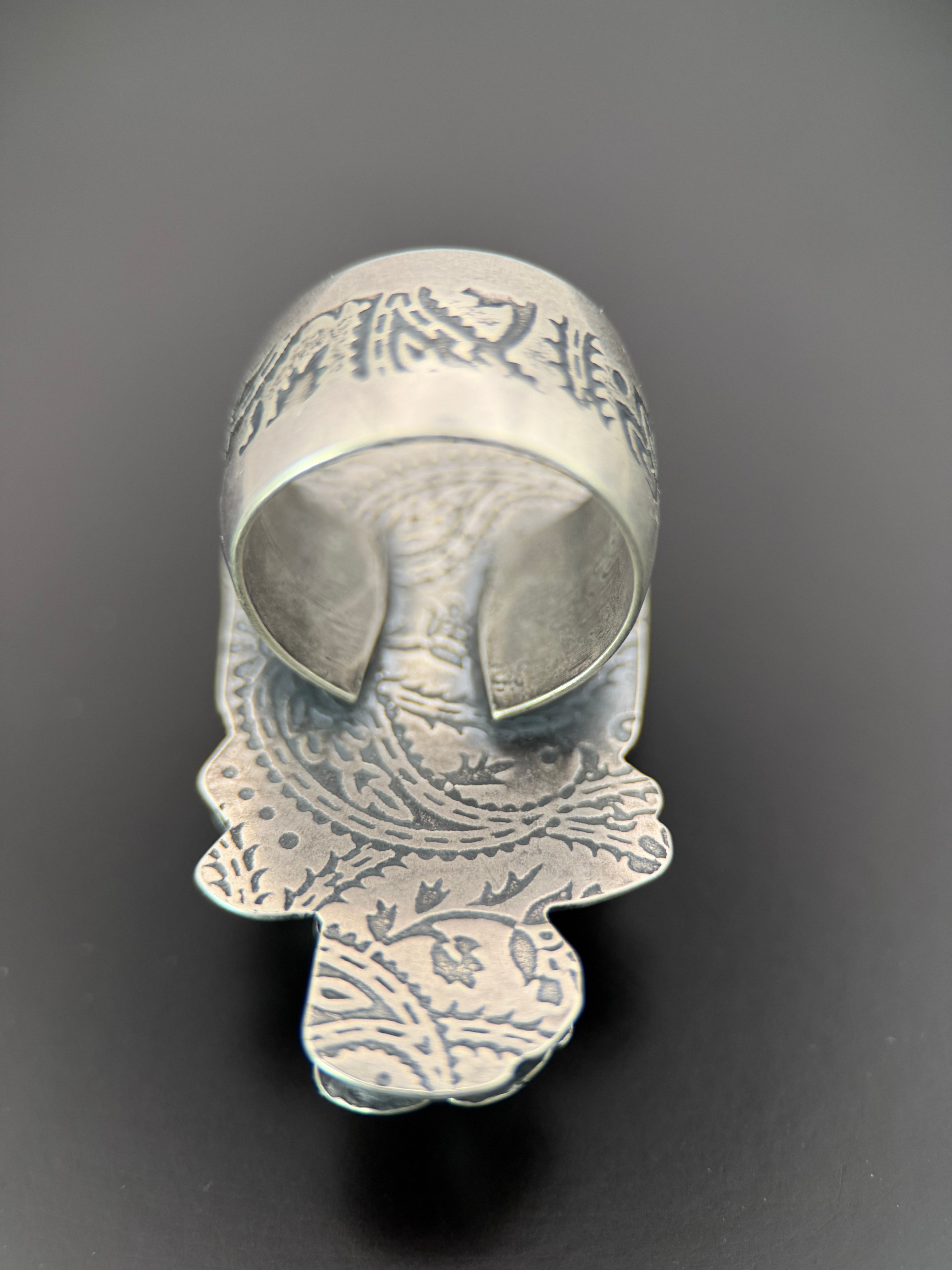 Rare Sand Hill Turquoise and Orchid Silver Ring
