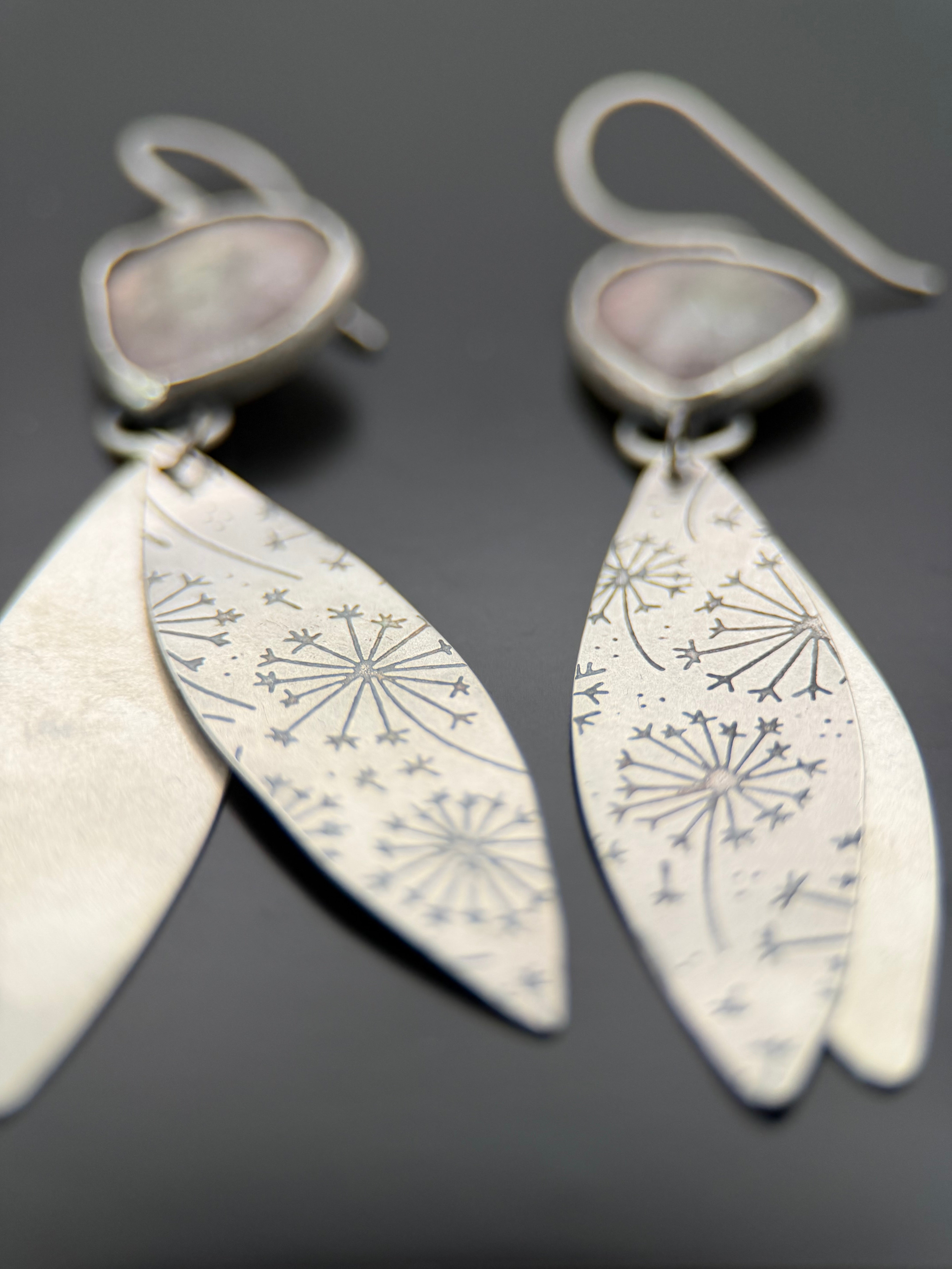 Rosecut Pale Pink Tourmaline Dandelion Drop Earrings