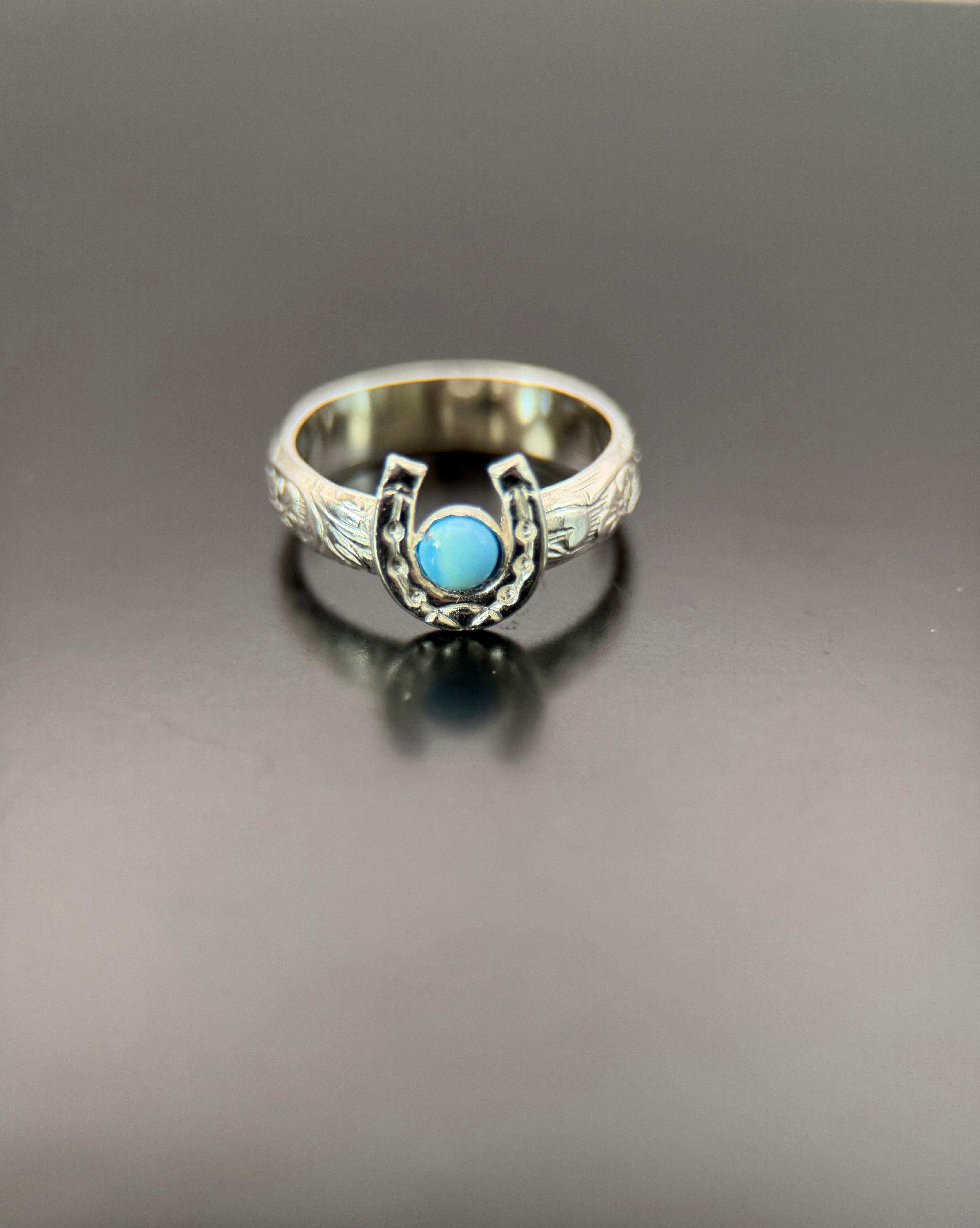Golden Hills/Kazakhstan Turquoise Silver Horseshoe Ring