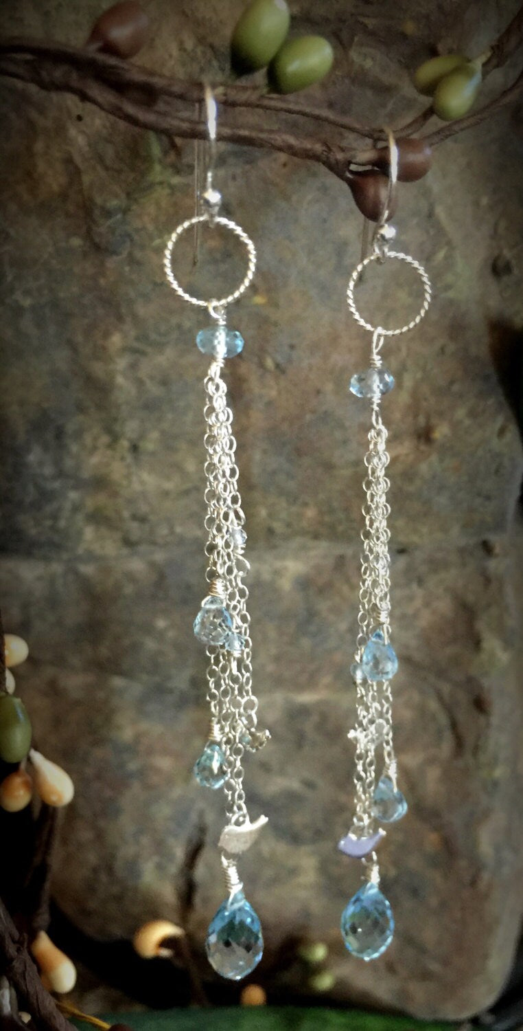 Blue Topaz Birdie Earrings