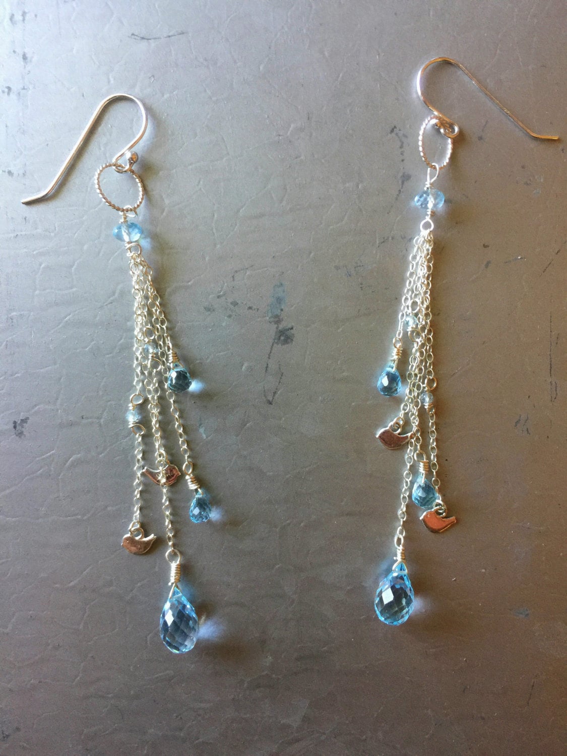 Blue Topaz Birdie Earrings