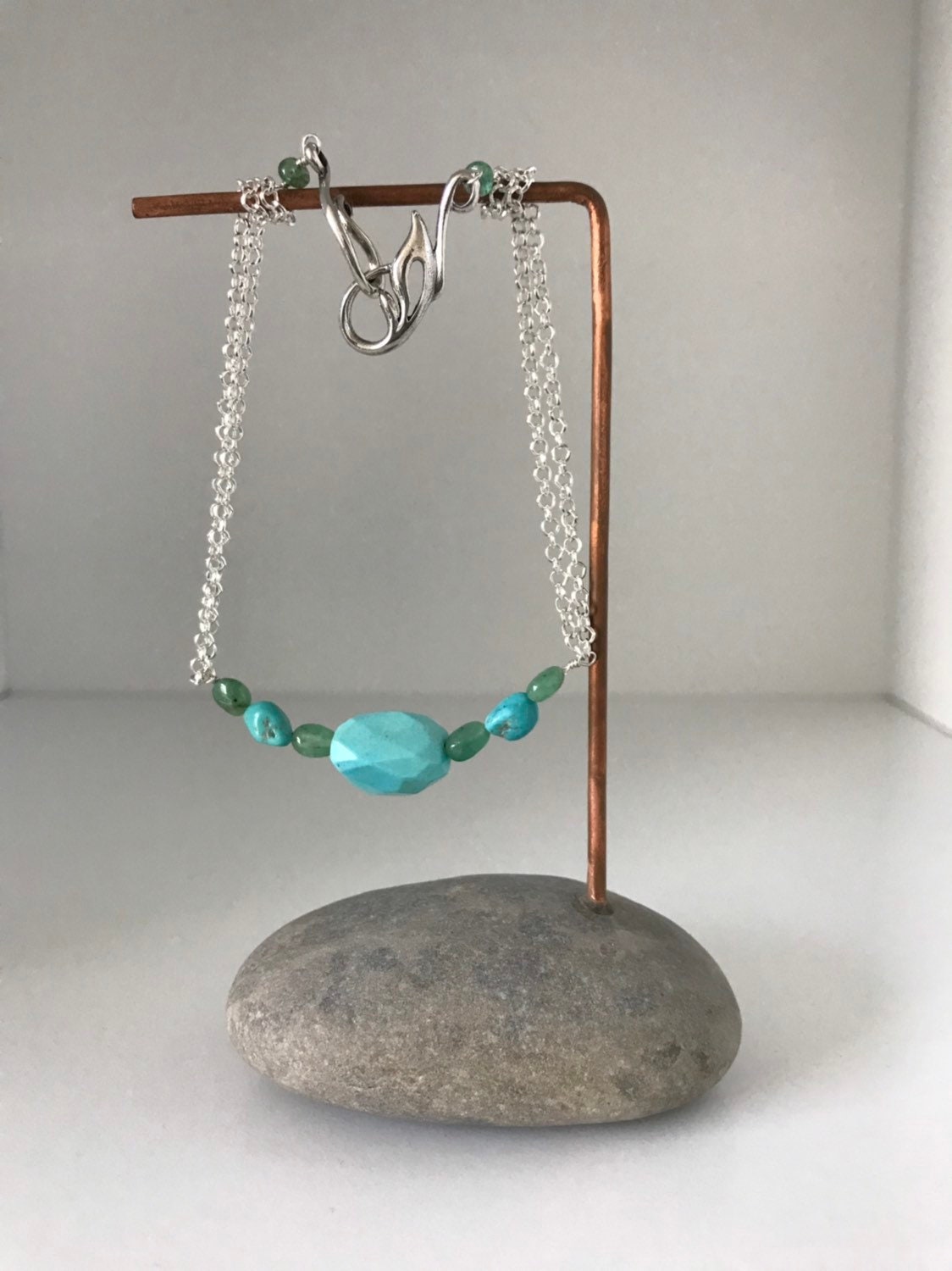 Amazing Sleeping Beauty Turquoise and Emerald Bracelet or Necklace. You choose!