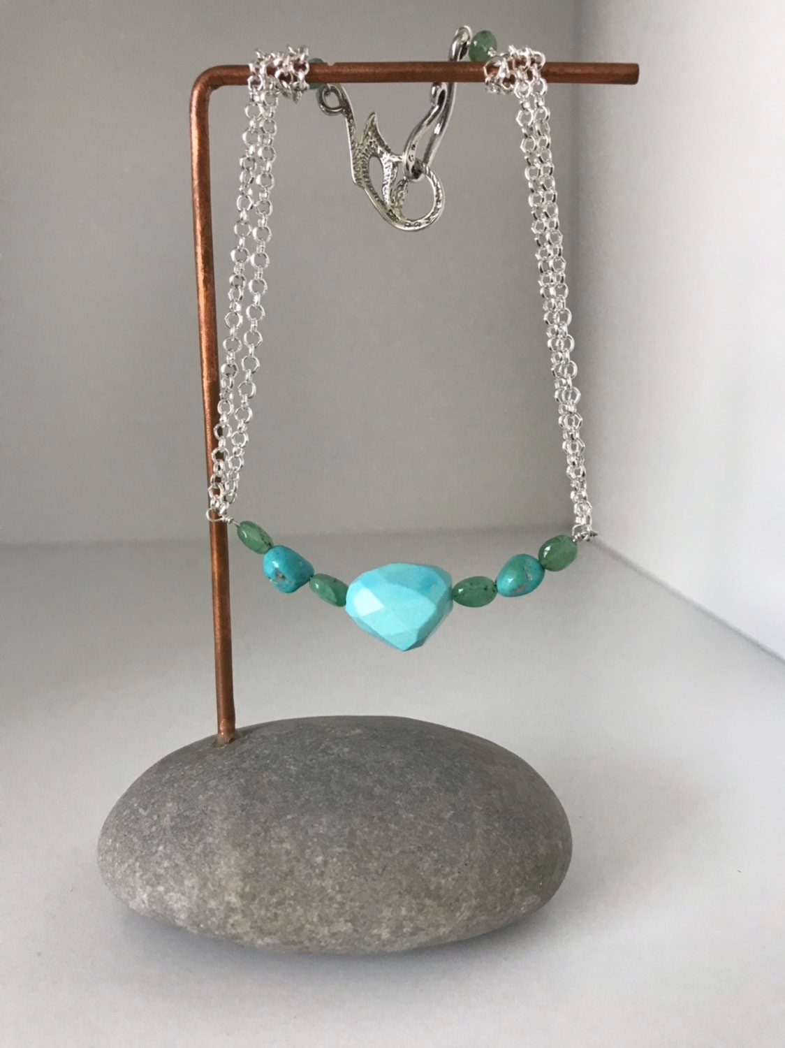 Amazing Sleeping Beauty Turquoise and Emerald Bracelet or Necklace. You choose!