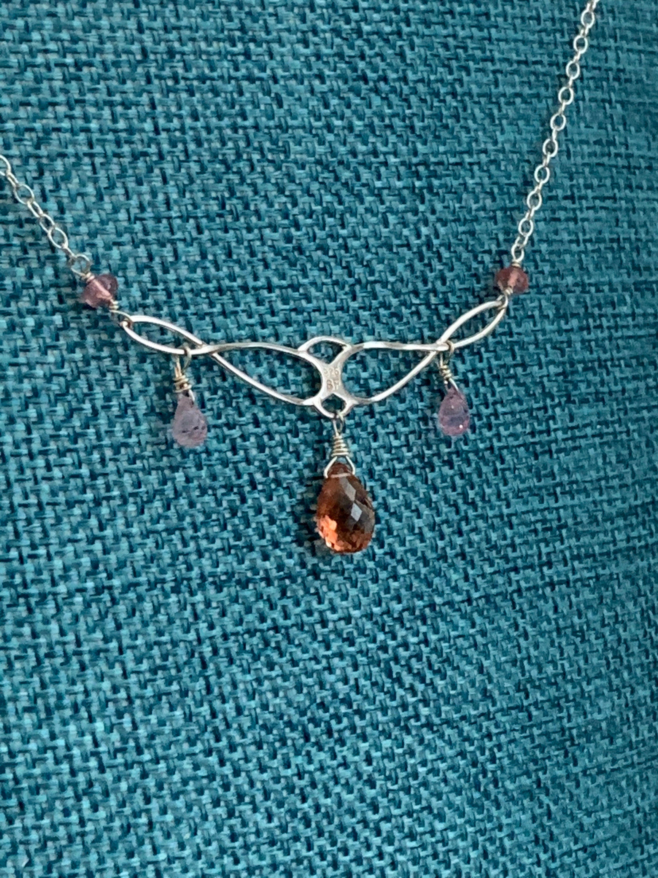 Peach Tourmaline & Sapphire Necklace