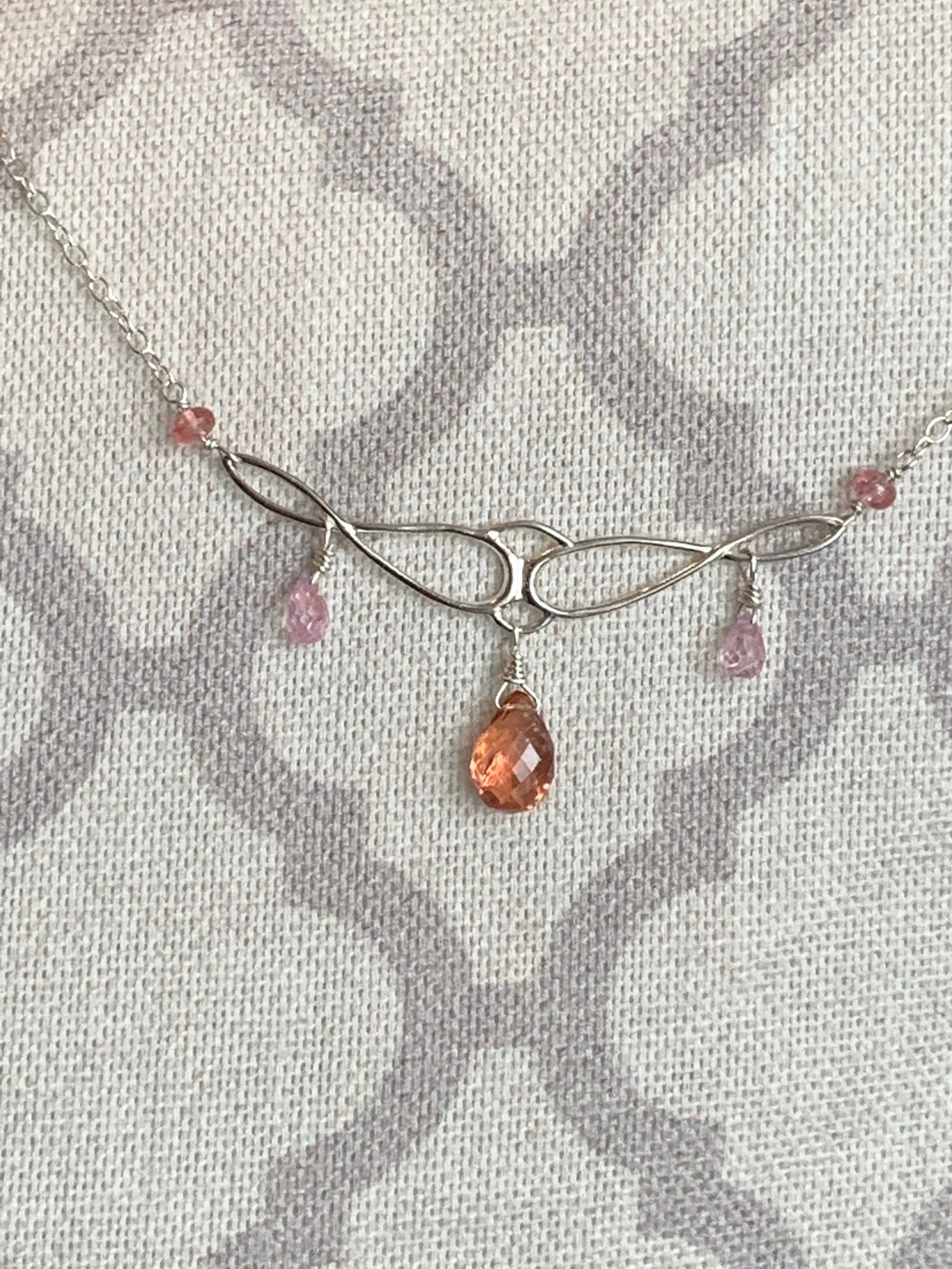 Peach Tourmaline & Sapphire Necklace