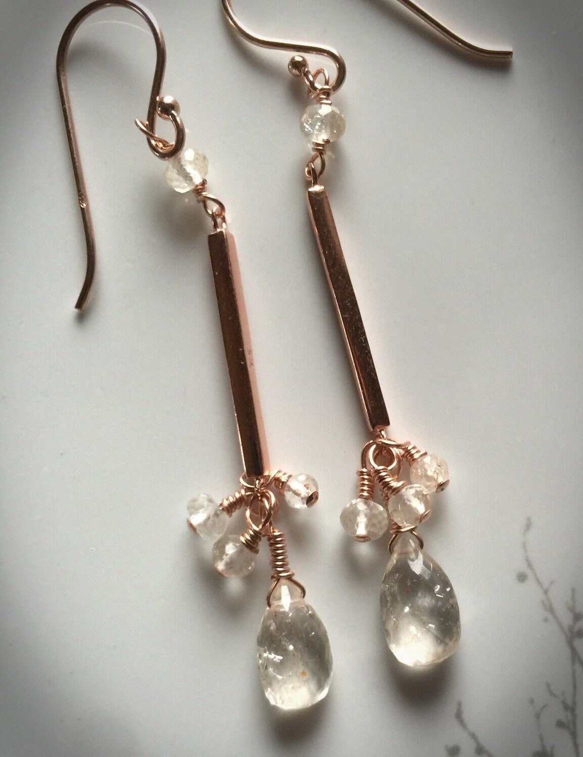 Oregon Sunstone and Rose Gold Earrings