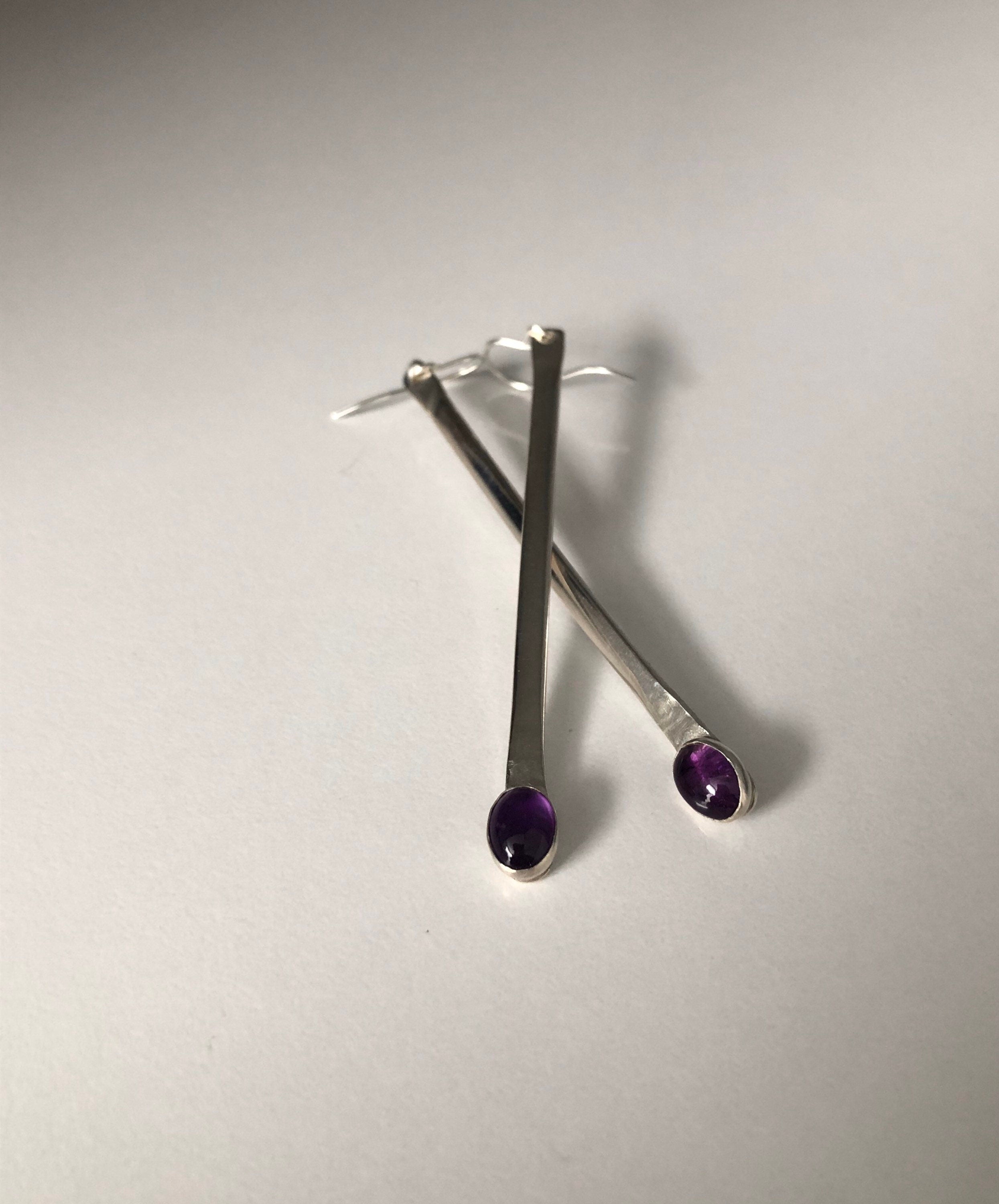 Classic Amethyst Stick Earrings