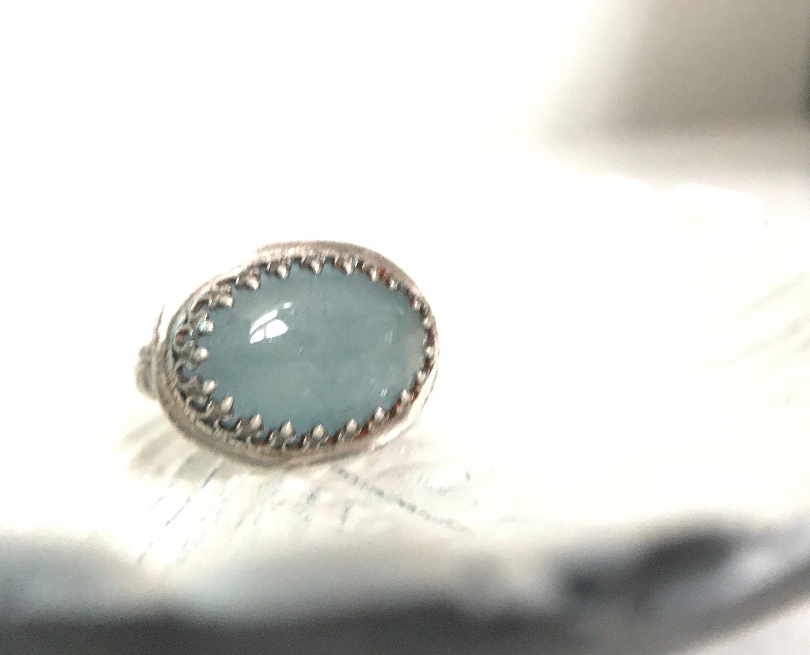 Oxidized Aquamarine Ring