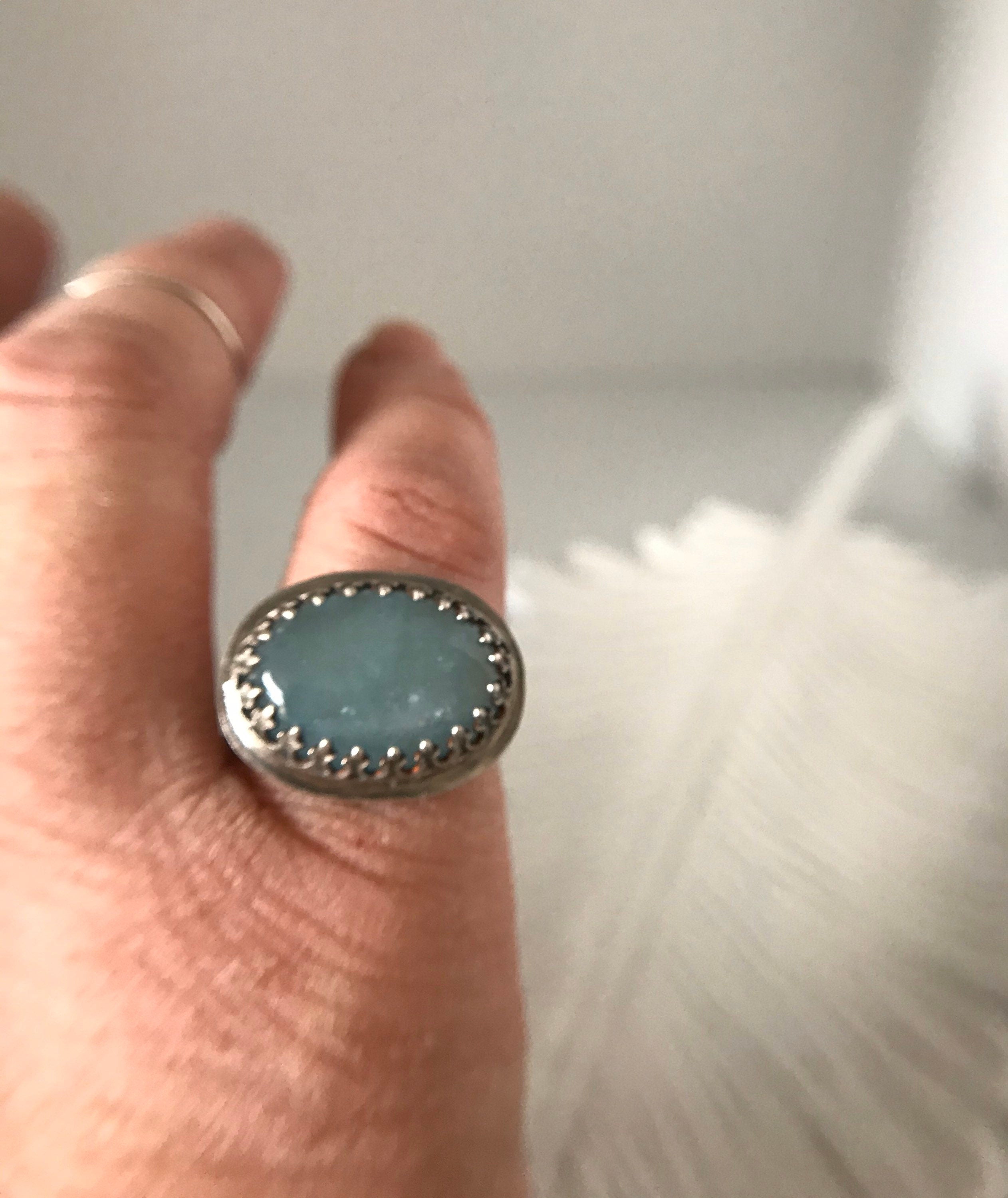 Oxidized Aquamarine Ring