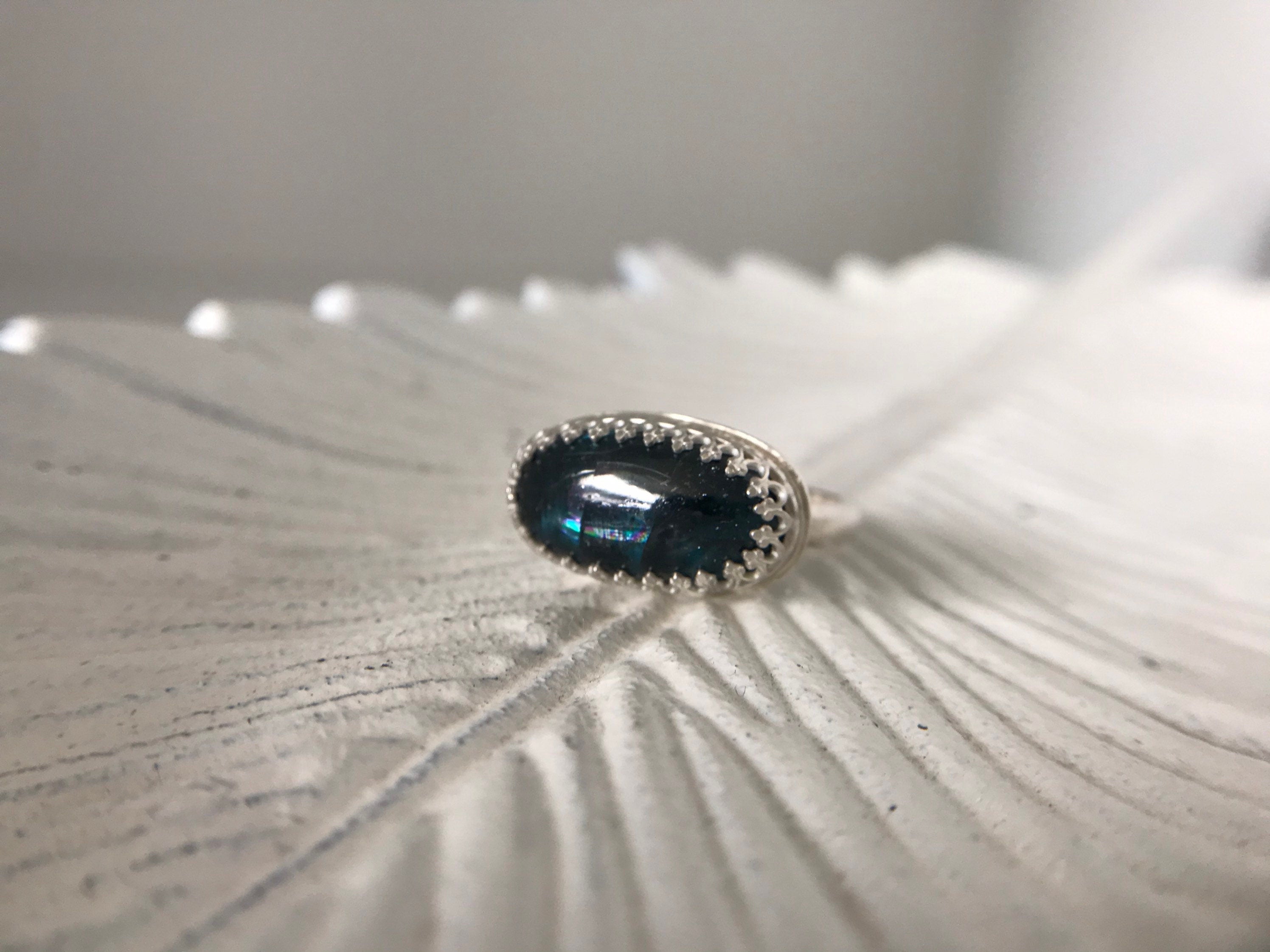 Teal Moss Kyanite Ring