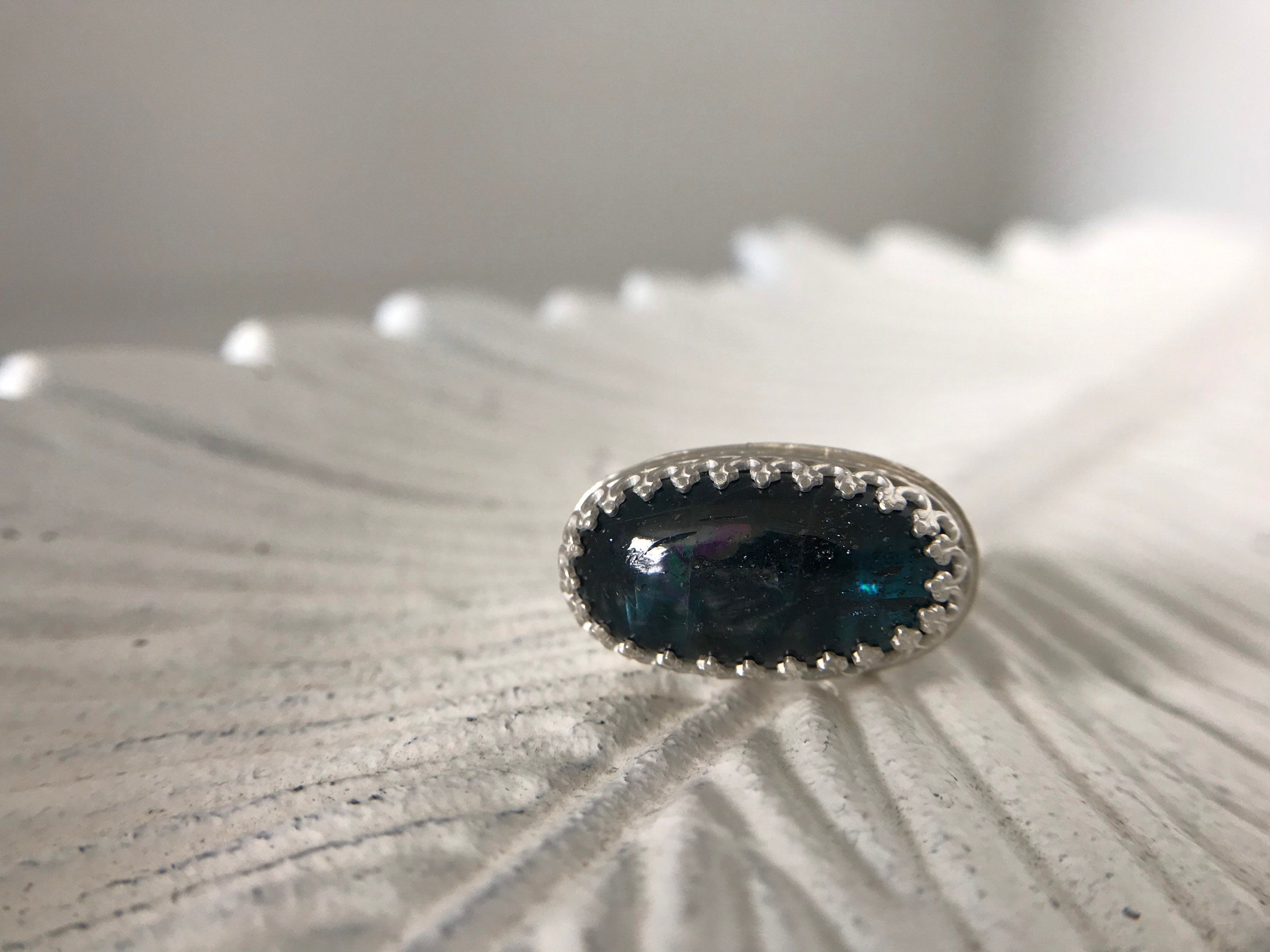 Teal Moss Kyanite Ring