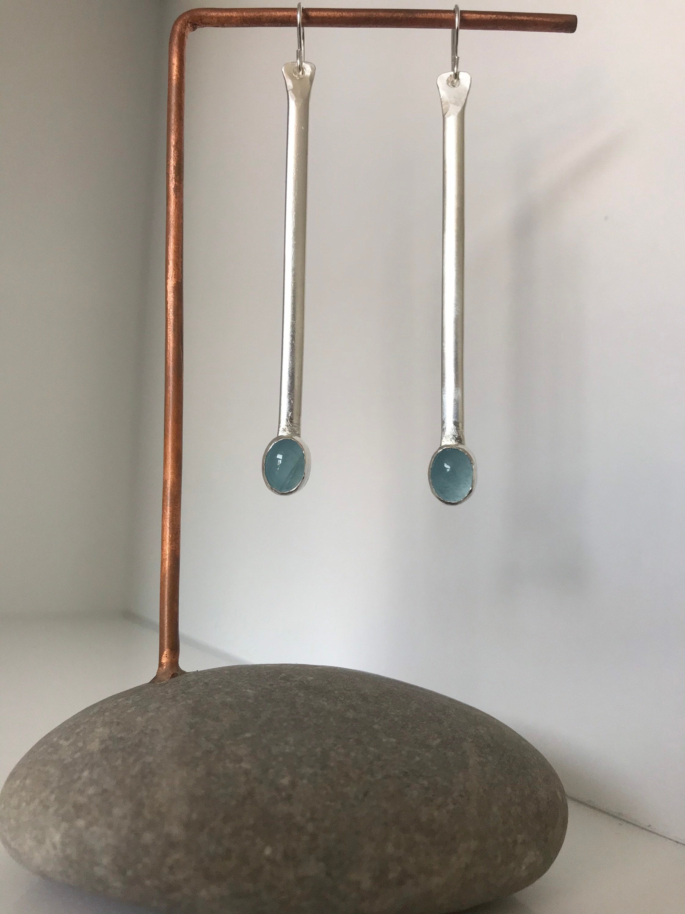 Classic Aquamarine Stick Earrings