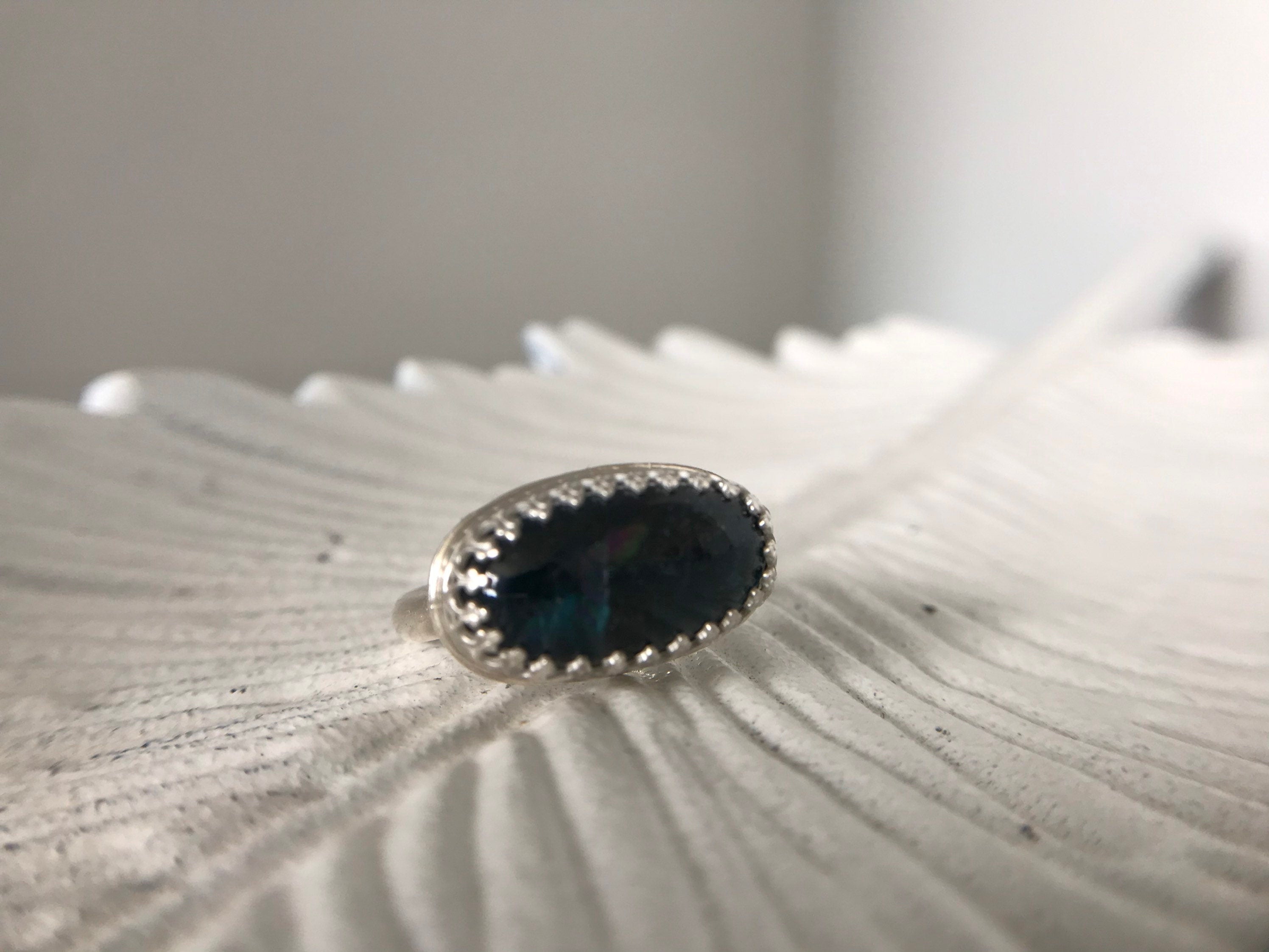 Teal Moss Kyanite Ring