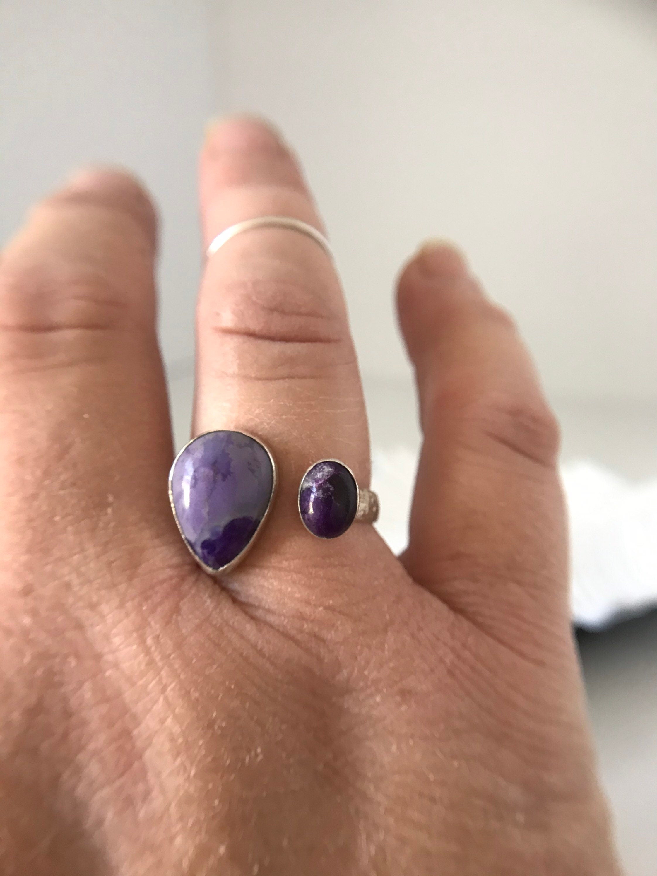 Open Concept Adjustable Double Sugilite Ring