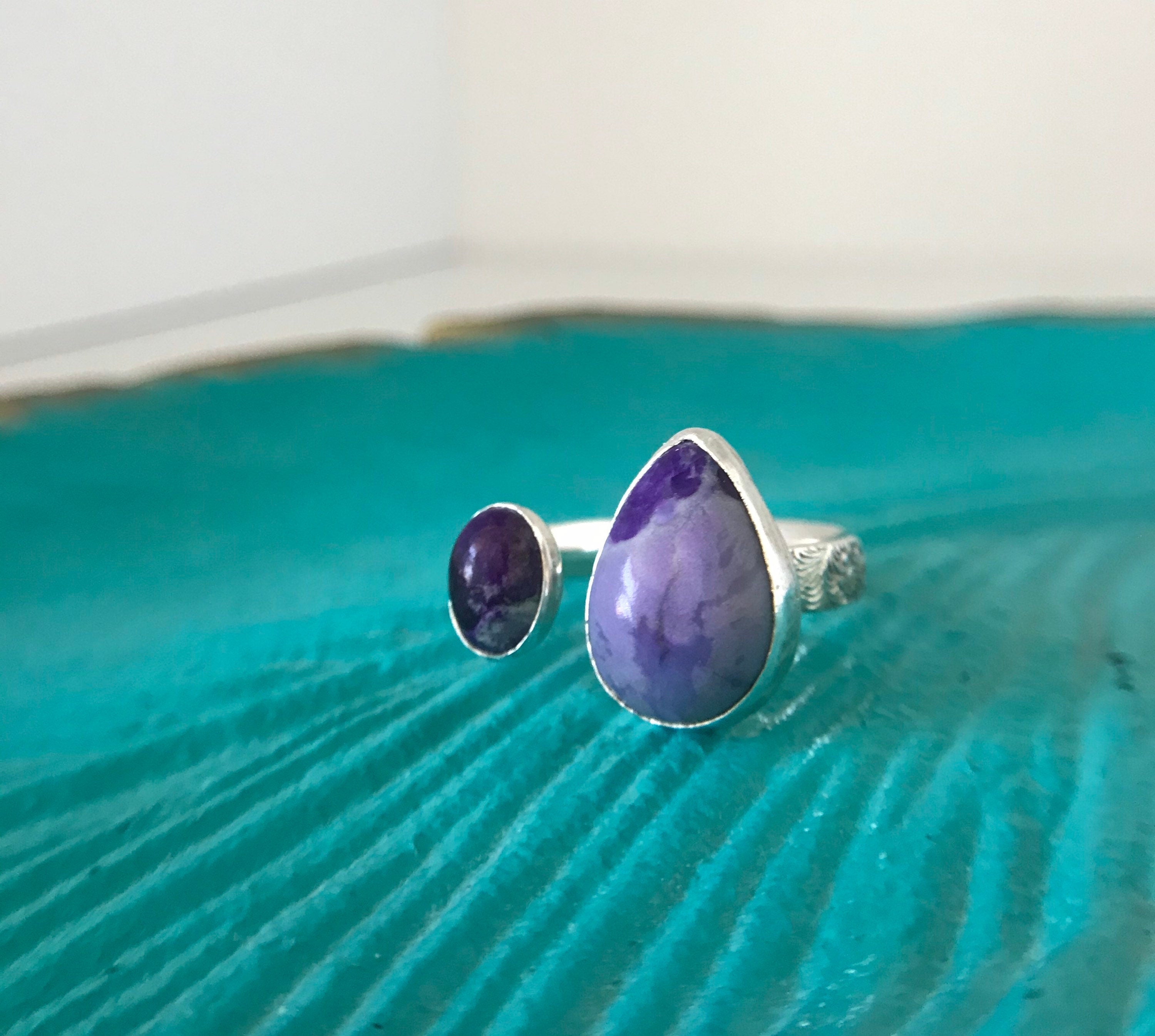 Open Concept Adjustable Double Sugilite Ring
