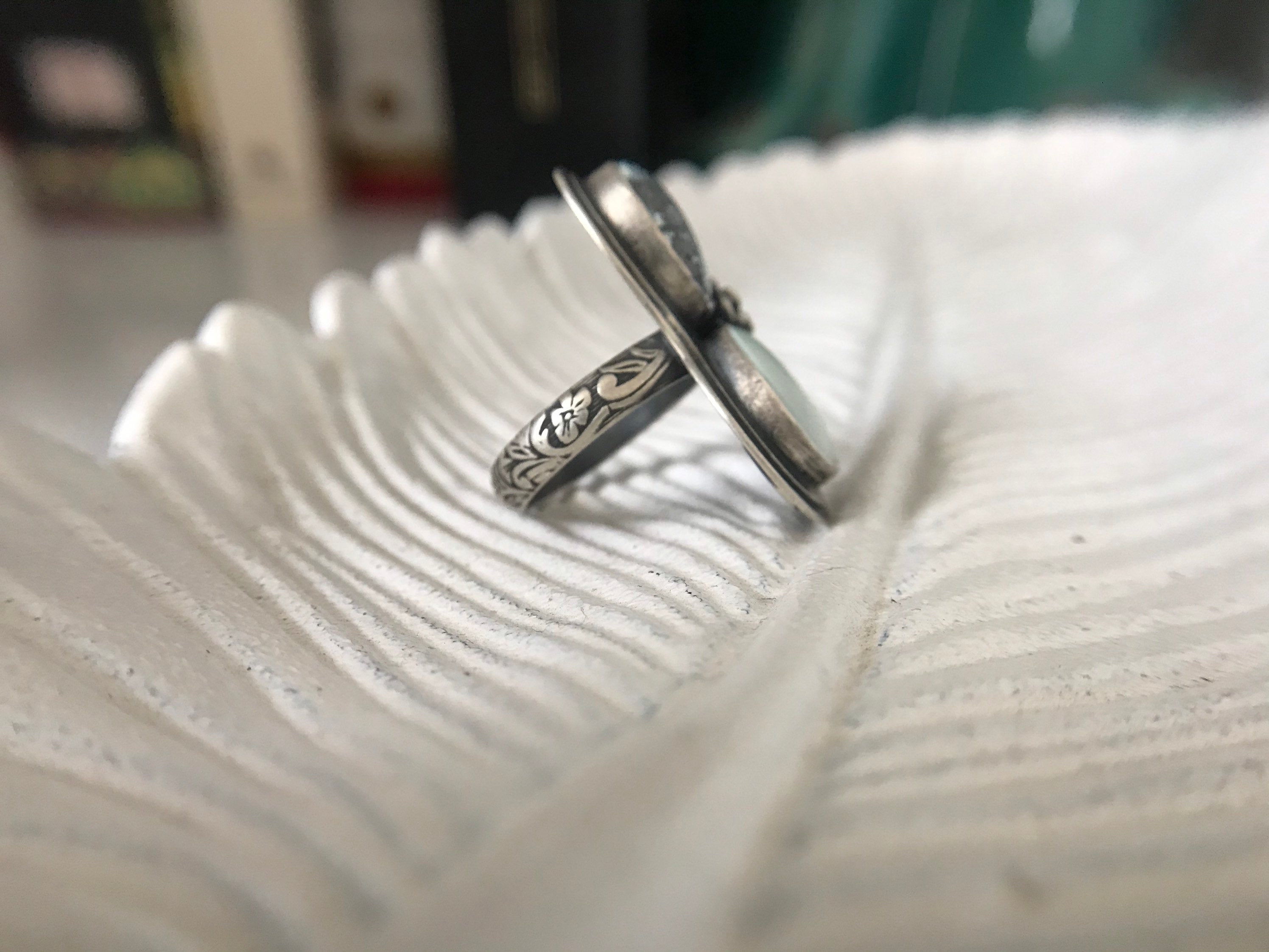 Snowcloud and Yellowstone Variscite Rose Ring