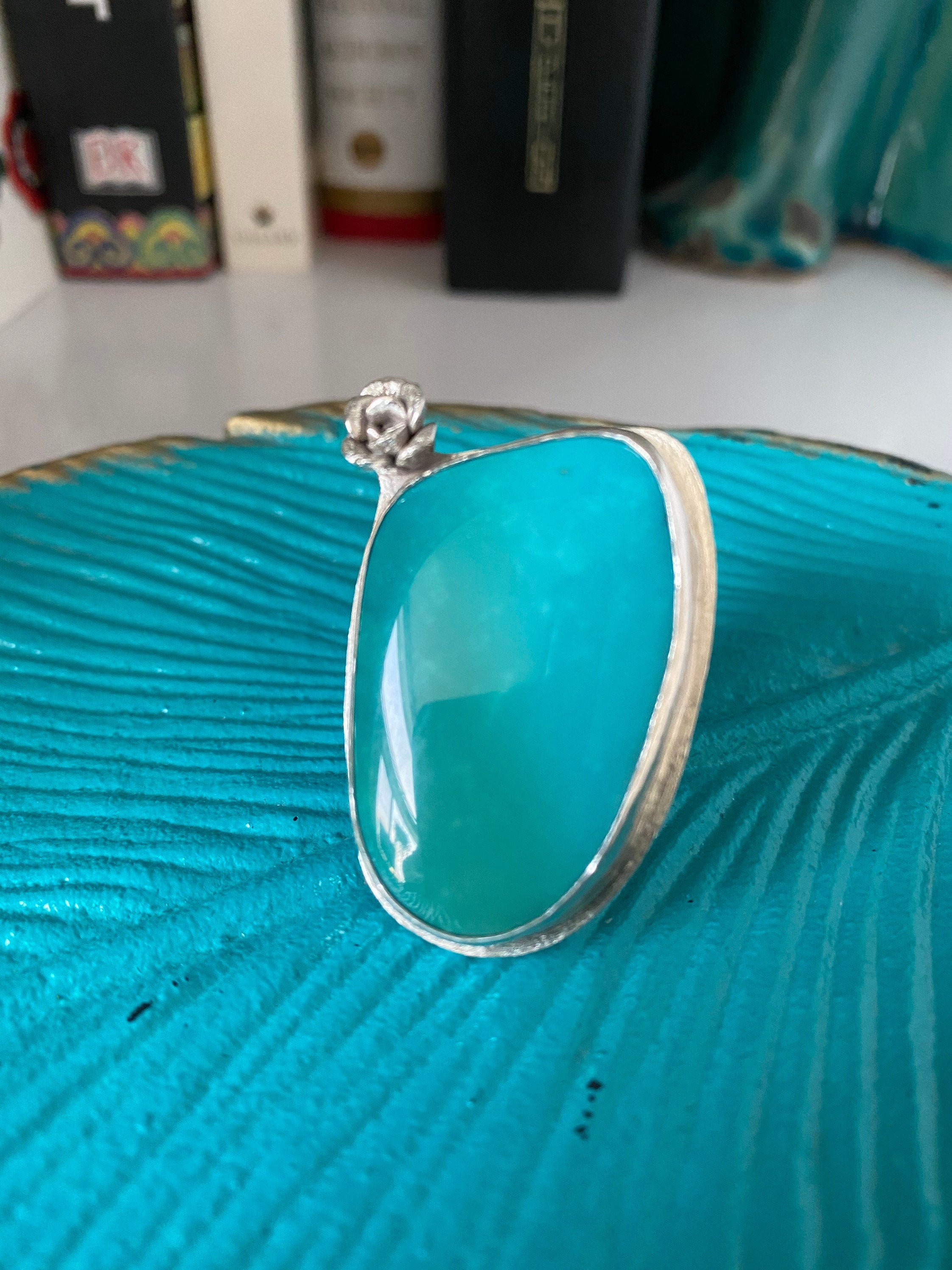 Ombré Tibetan Turquoise and Rose Statement Ring