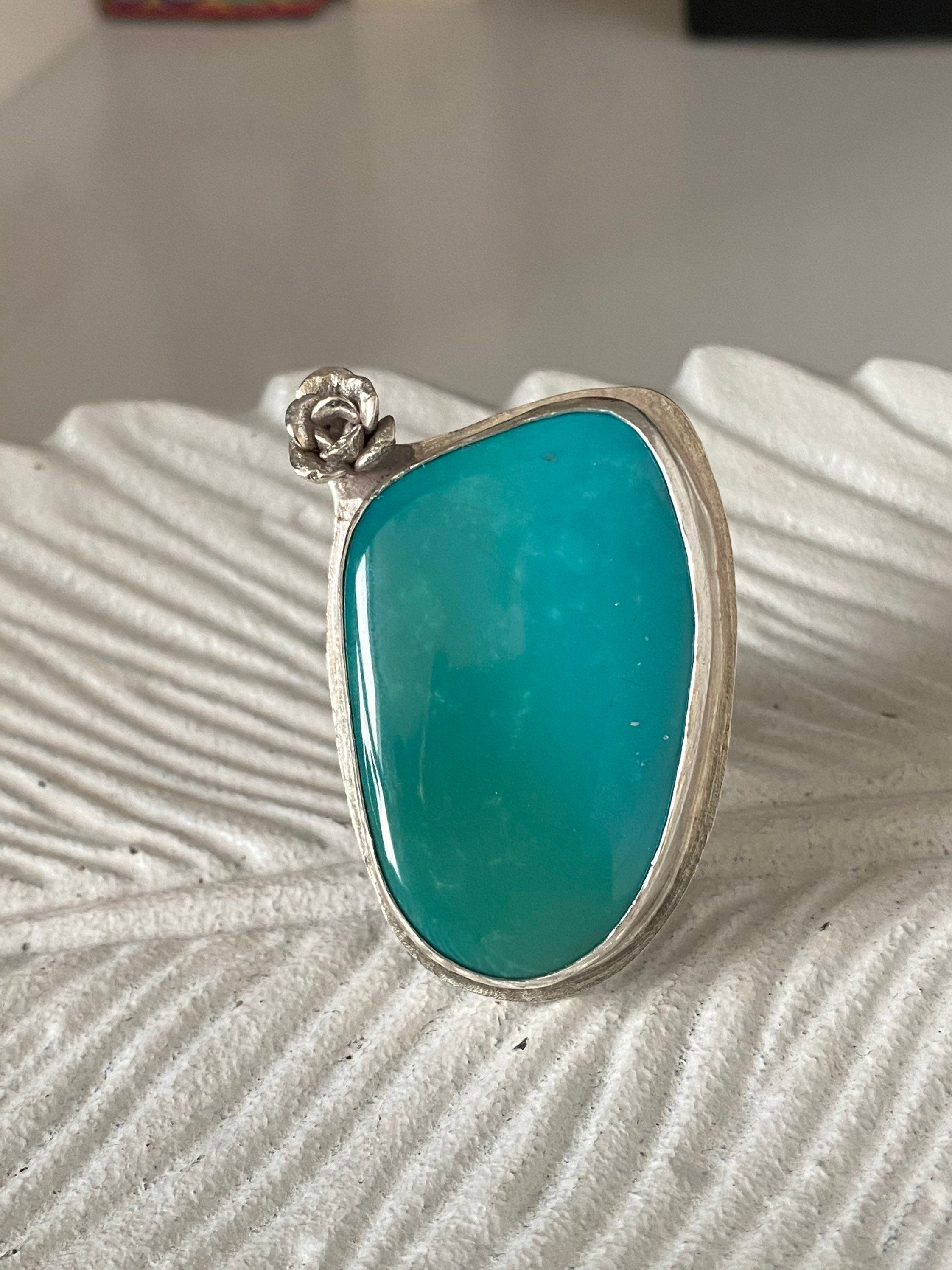 Ombré Tibetan Turquoise and Rose Statement Ring