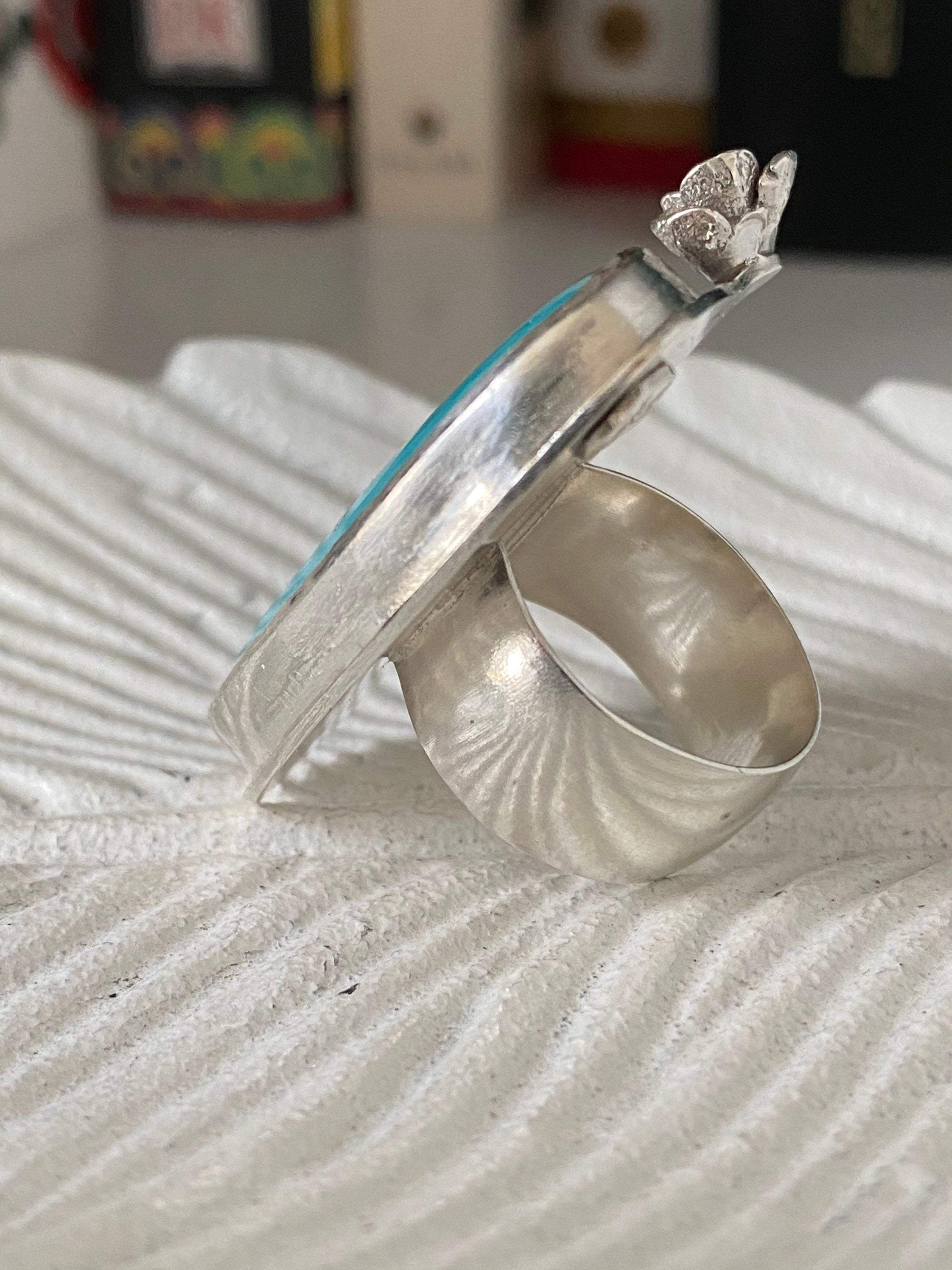 Ombré Tibetan Turquoise and Rose Statement Ring