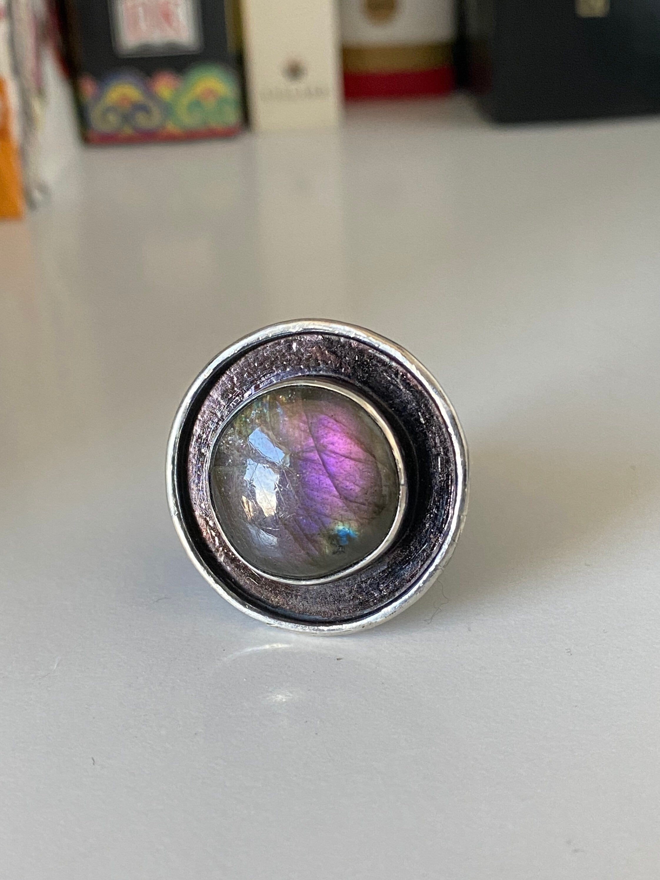 Purple Labradorite Shadowbox Ring
