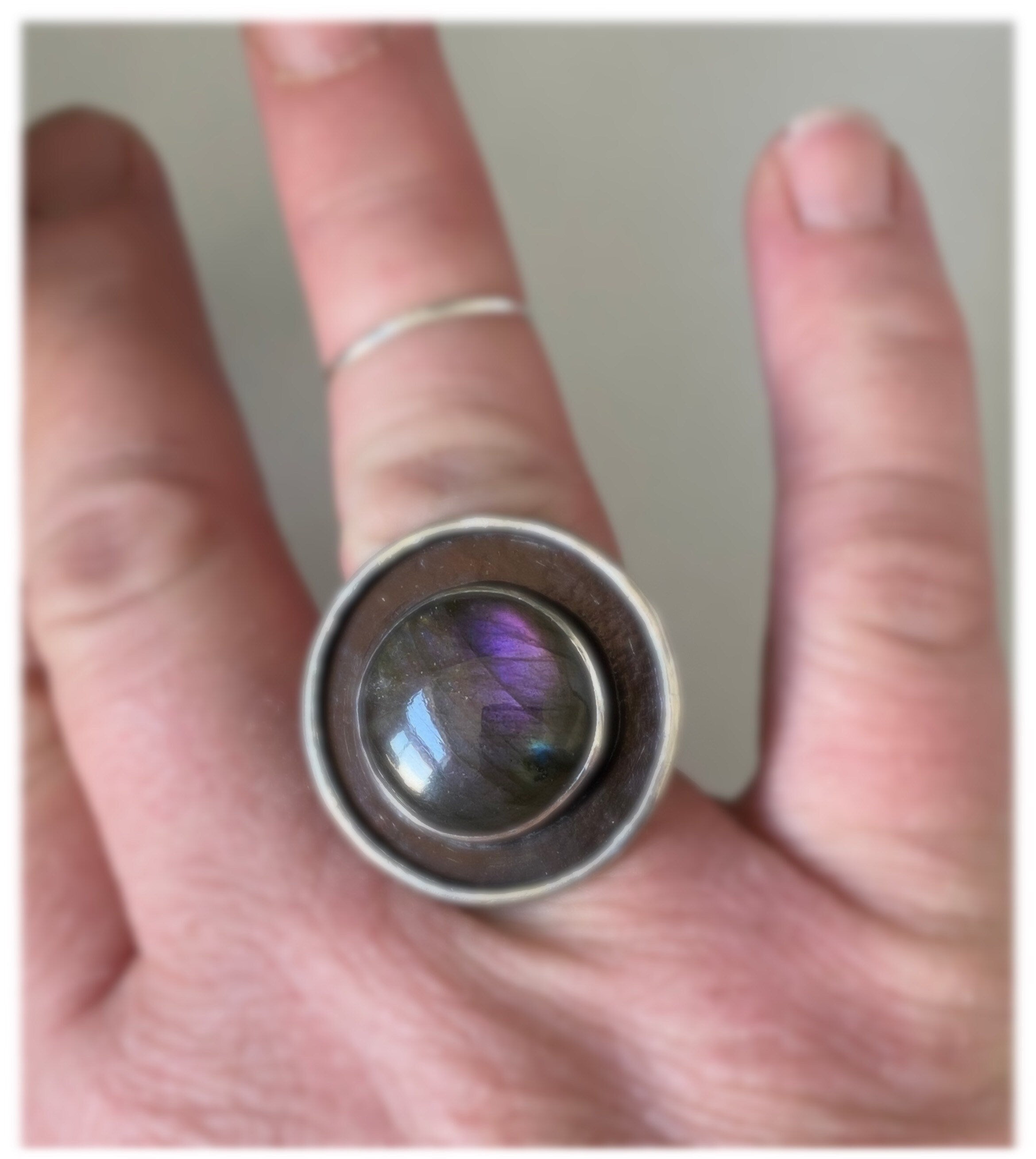 Purple Labradorite Shadowbox Ring