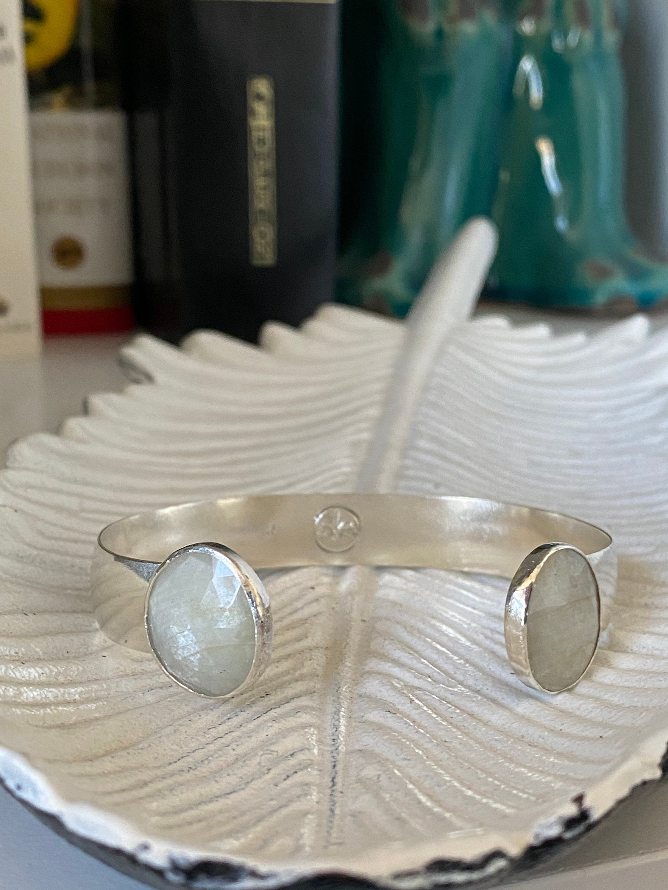 Classic Silver White Sapphire Cuff - Choose your stones & size!