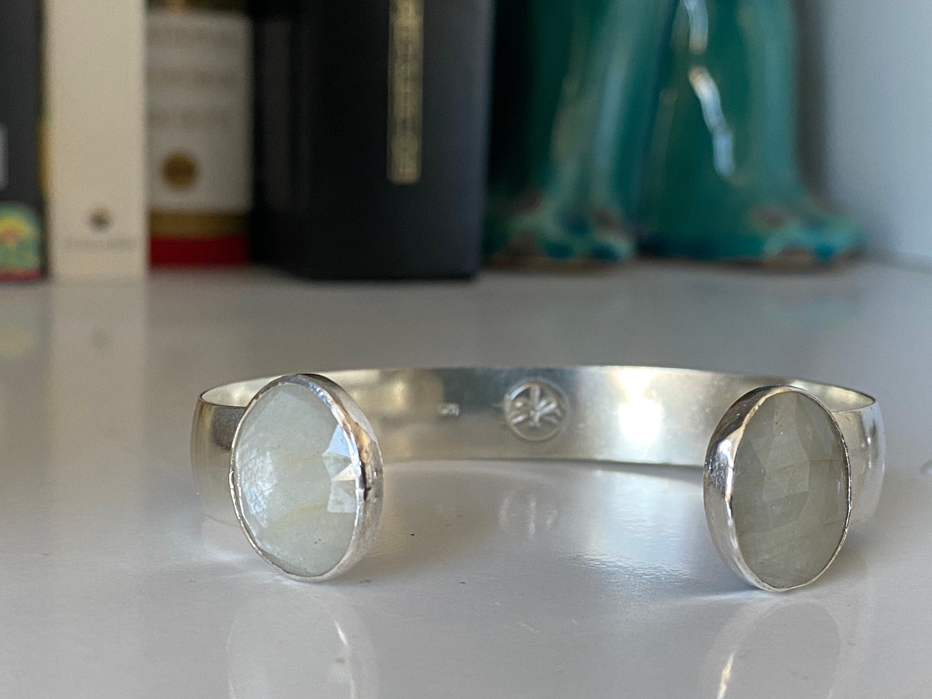 Classic Silver White Sapphire Cuff - Choose your stones & size!