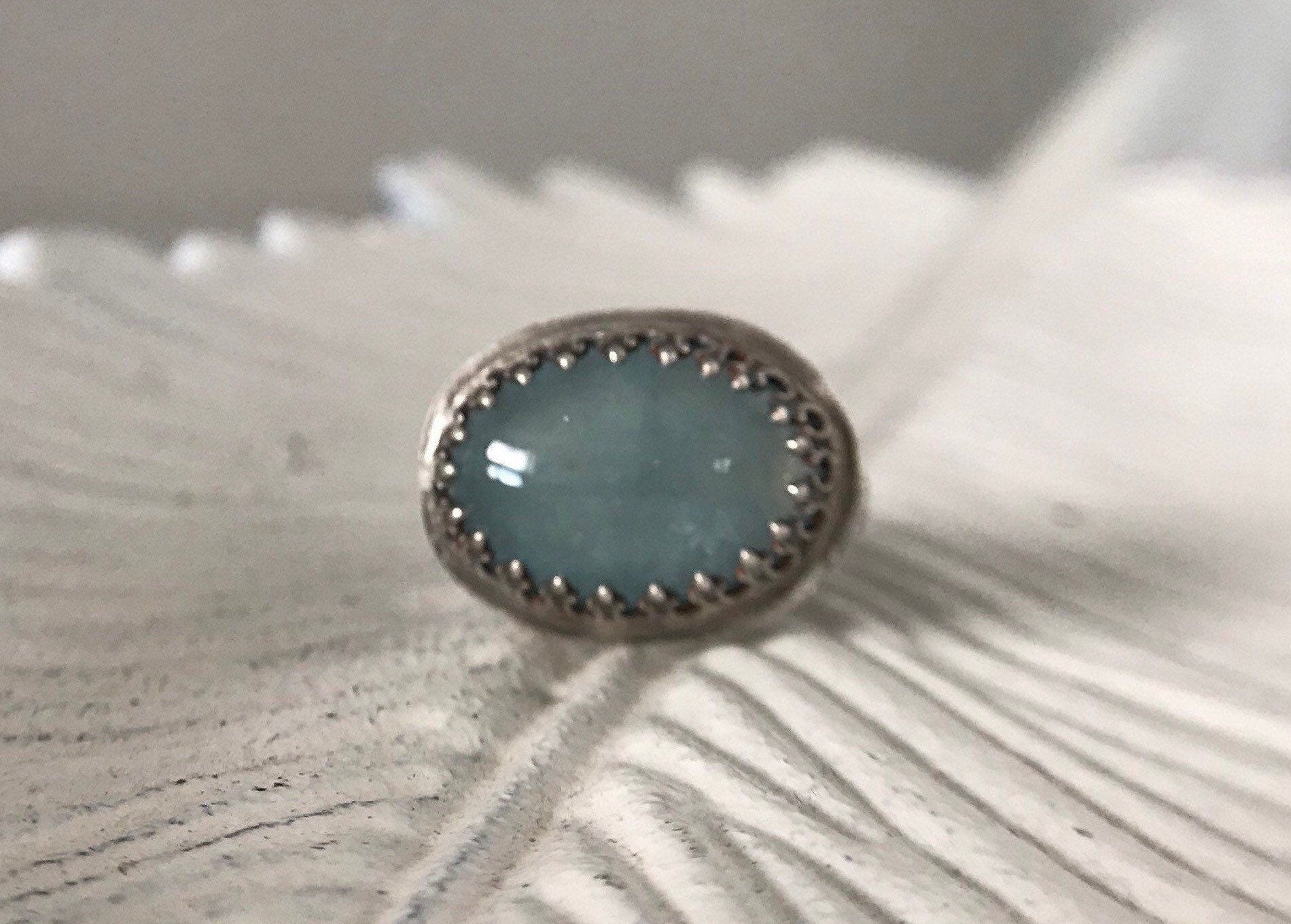 Oxidized Aquamarine Ring