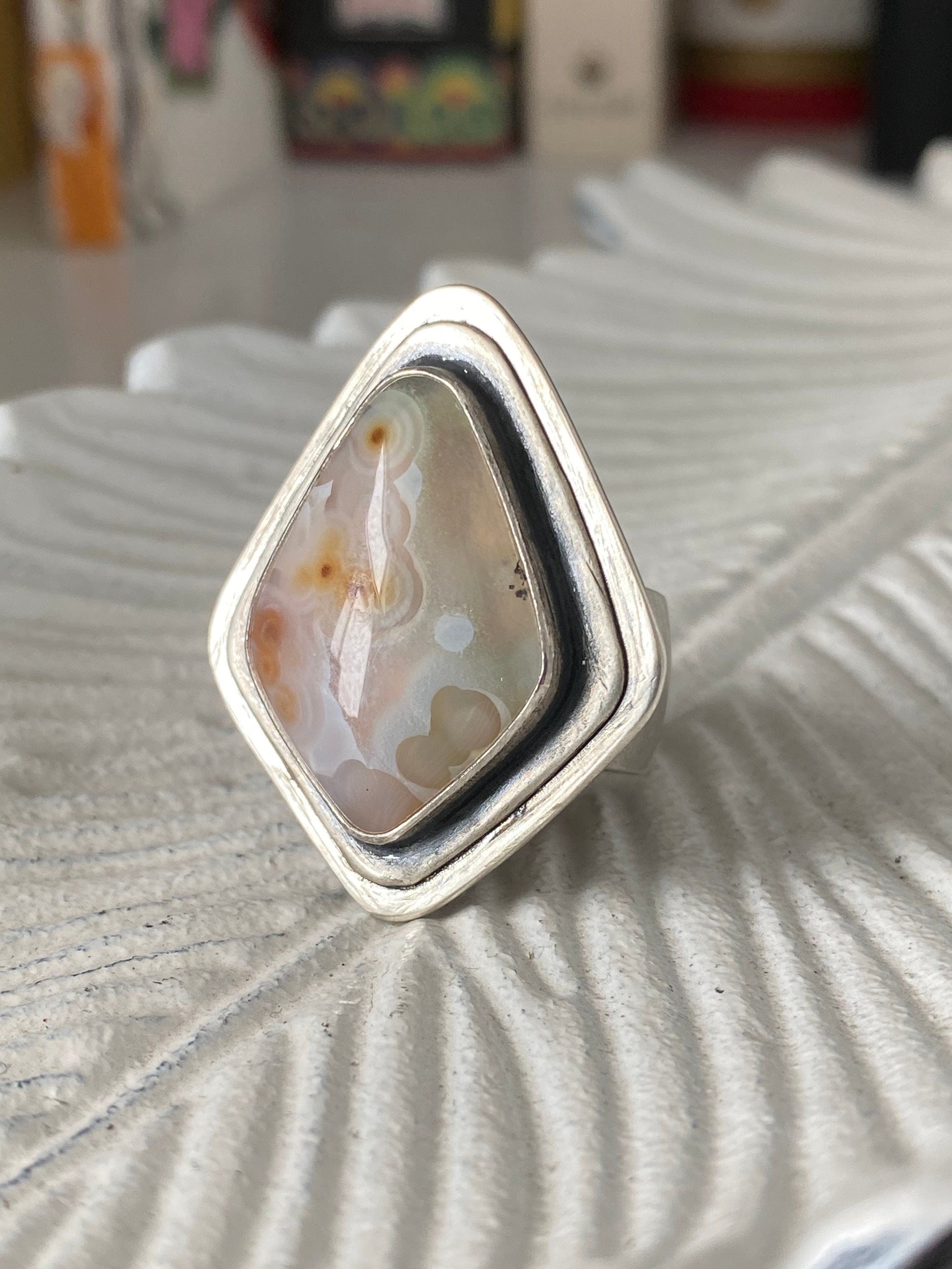 Diamond Ocean Jasper Ring