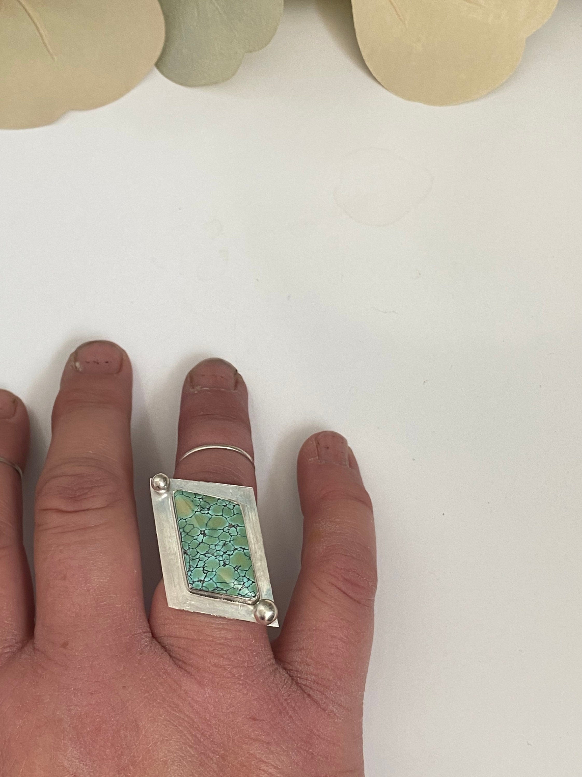 Sea Green Bamboo Mountain Turquoise Angular Ring