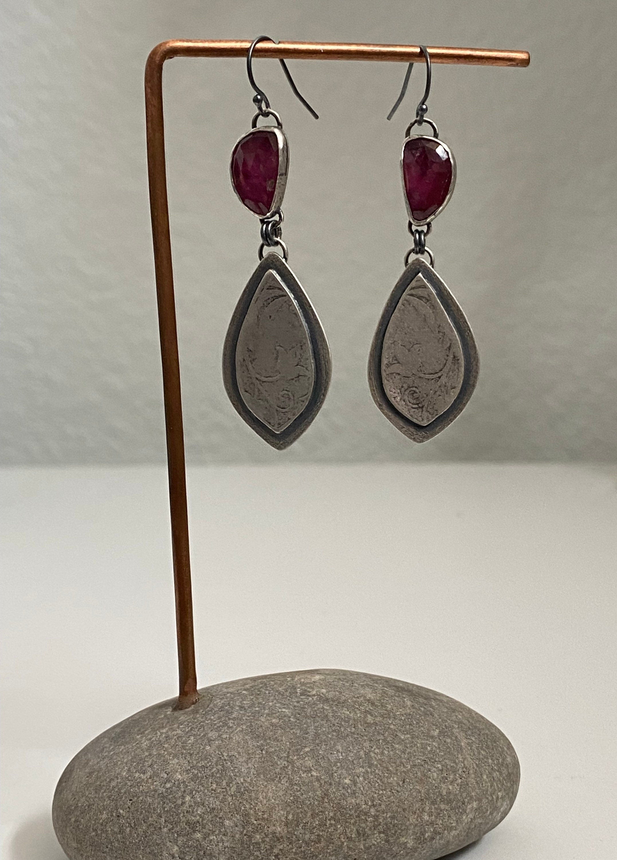 Pink Tourmaline Floral Drop Earrings