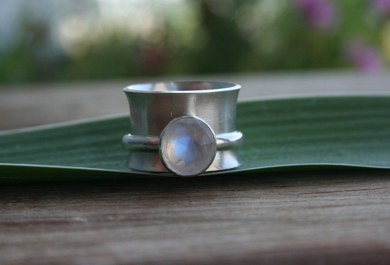 Rainbow Moonstone Spinner Ring