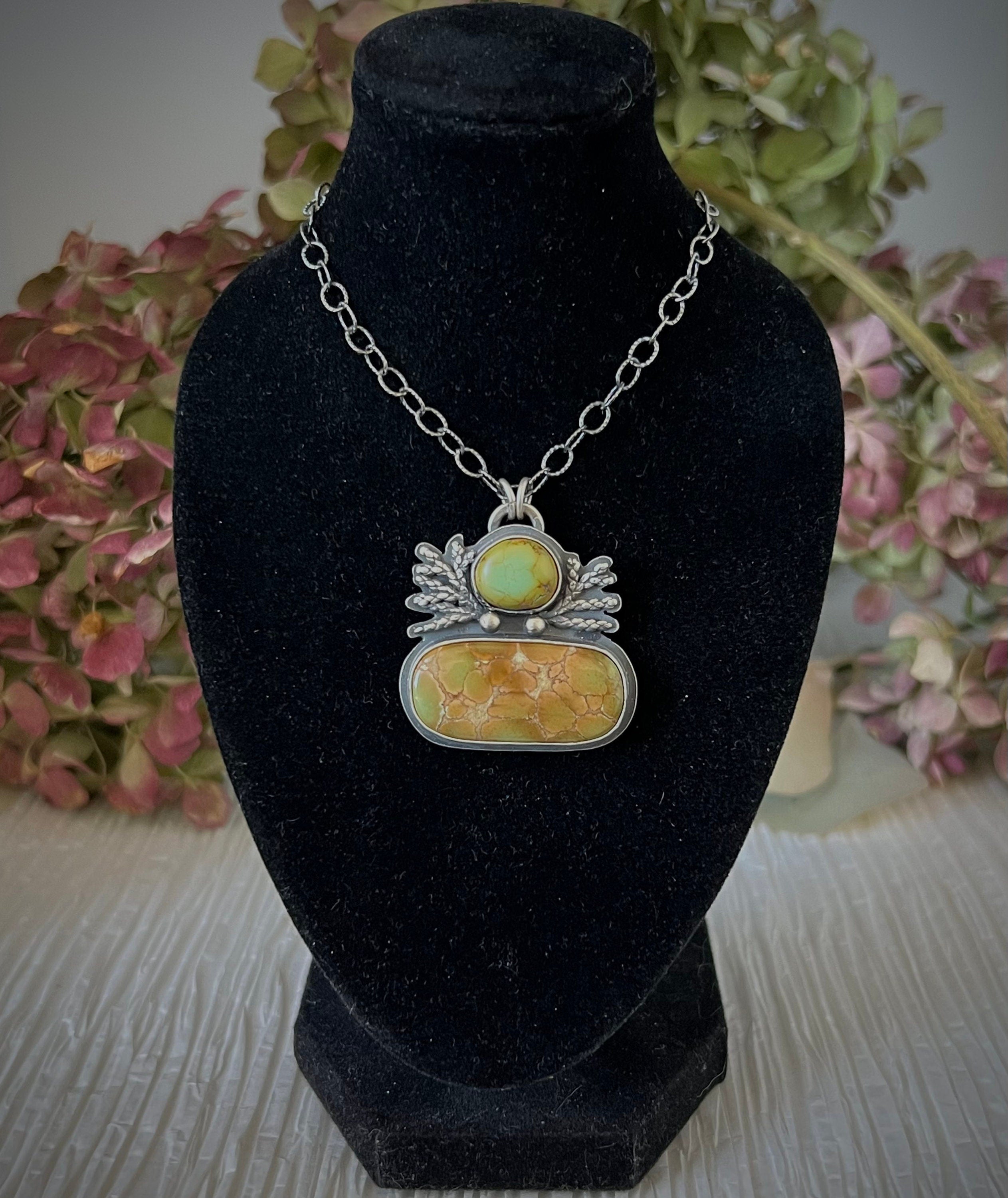 Iron Maiden Turquoise and Silver Cedar Pendant