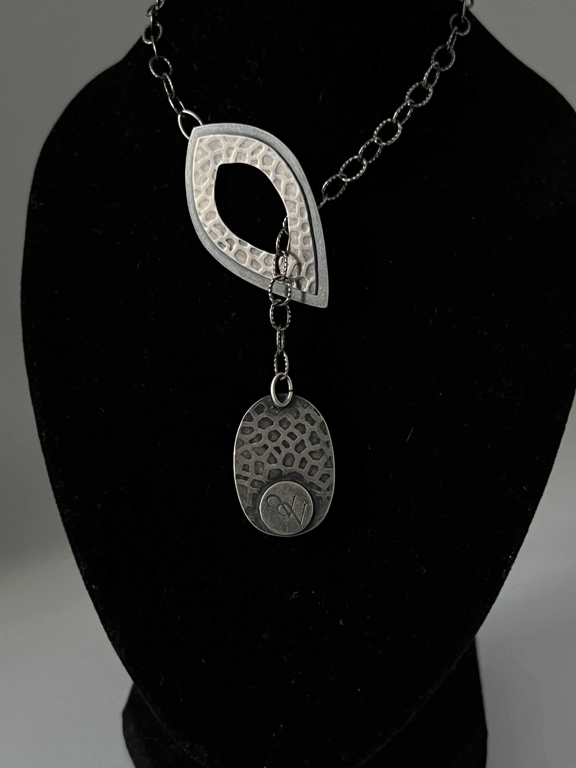 Oval Aqua Kyanite Lariat Necklace ~ Sea Ice Collection