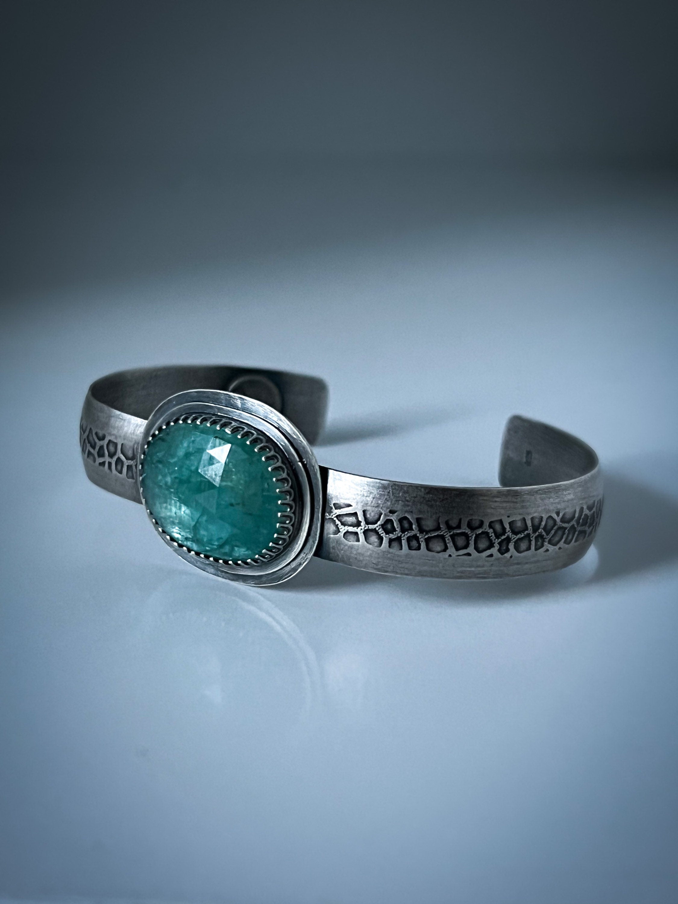 Oval Aqua Kyanite Cuff ~ Sea Ice Collection