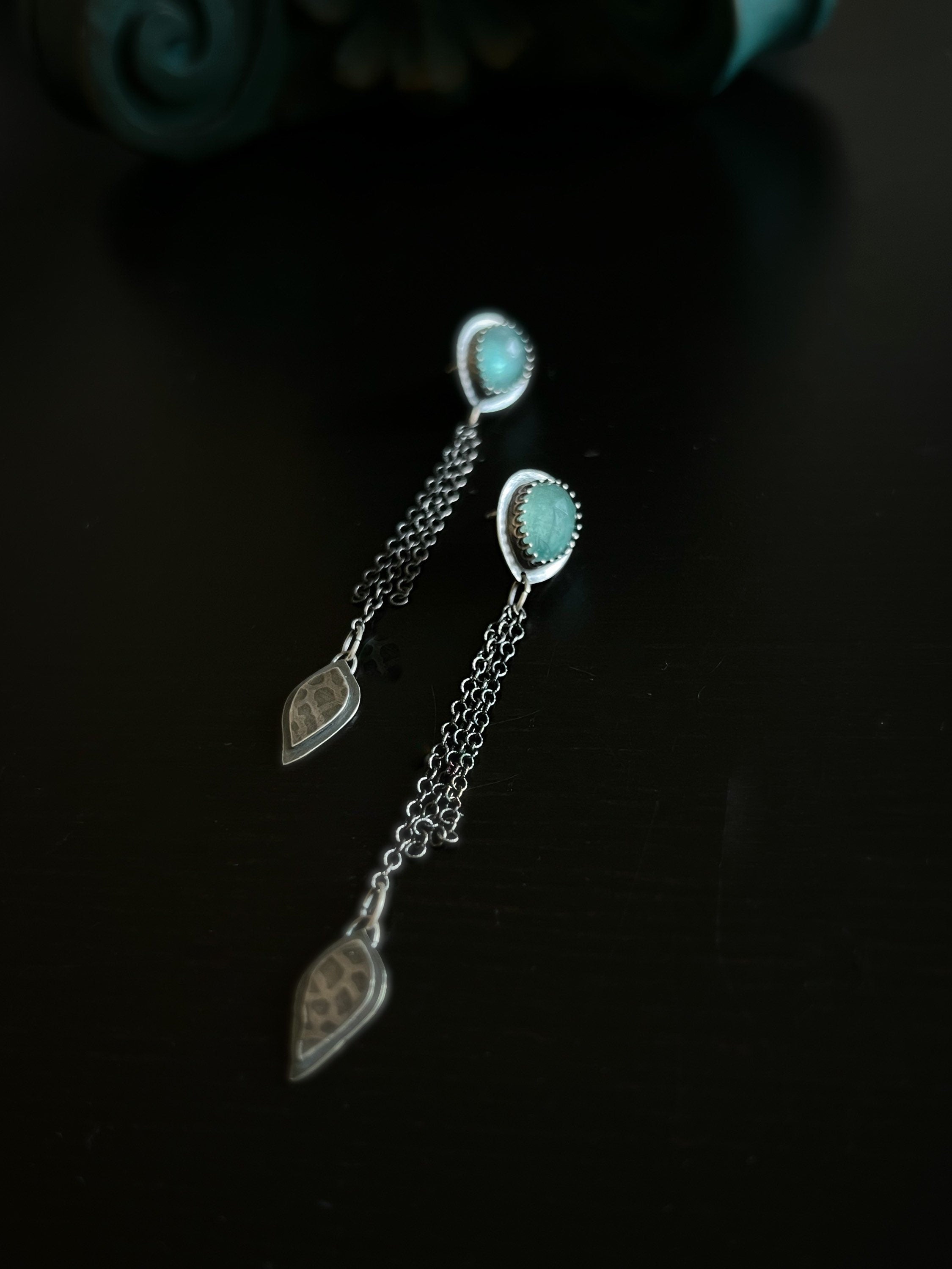 Teardrop Aqua Kyanite Dangle Earrings ~ Sea Ice Collection