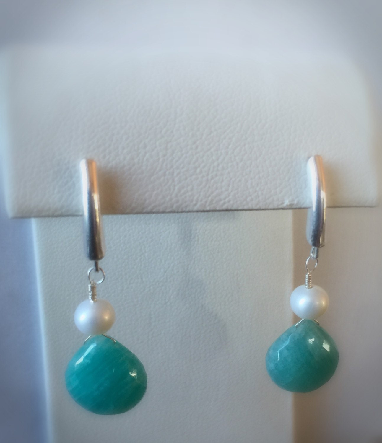 Amazonite and Freshwater Pearl Earrings