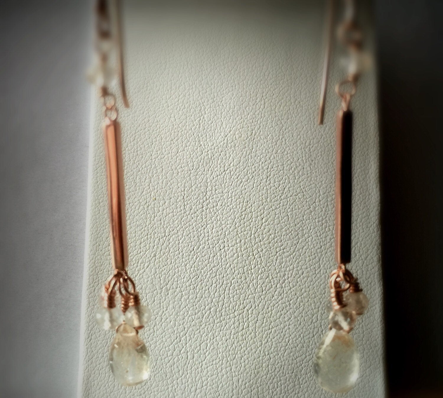 Oregon Sunstone and Rose Gold Earrings