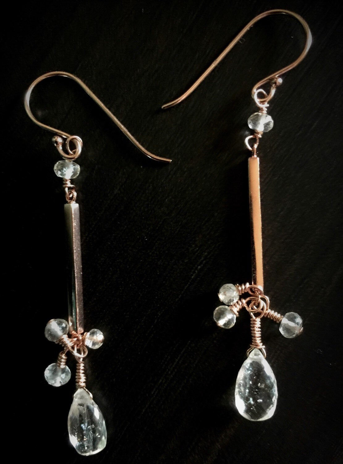 Oregon Sunstone and Rose Gold Earrings