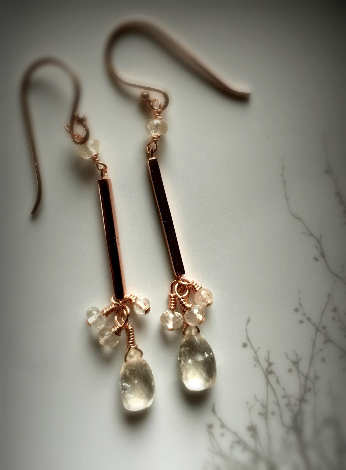 Oregon Sunstone and Rose Gold Earrings