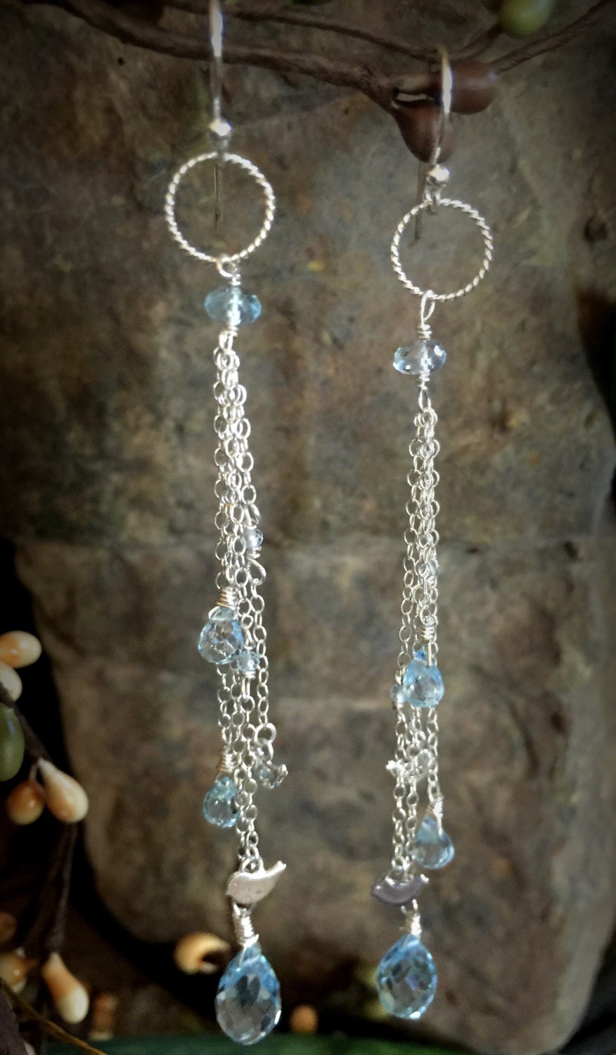 Blue Topaz Birdie Earrings