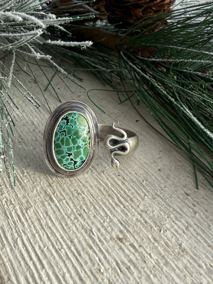 Bamboo Mountain Turquoise and Snake Adjustable Ring