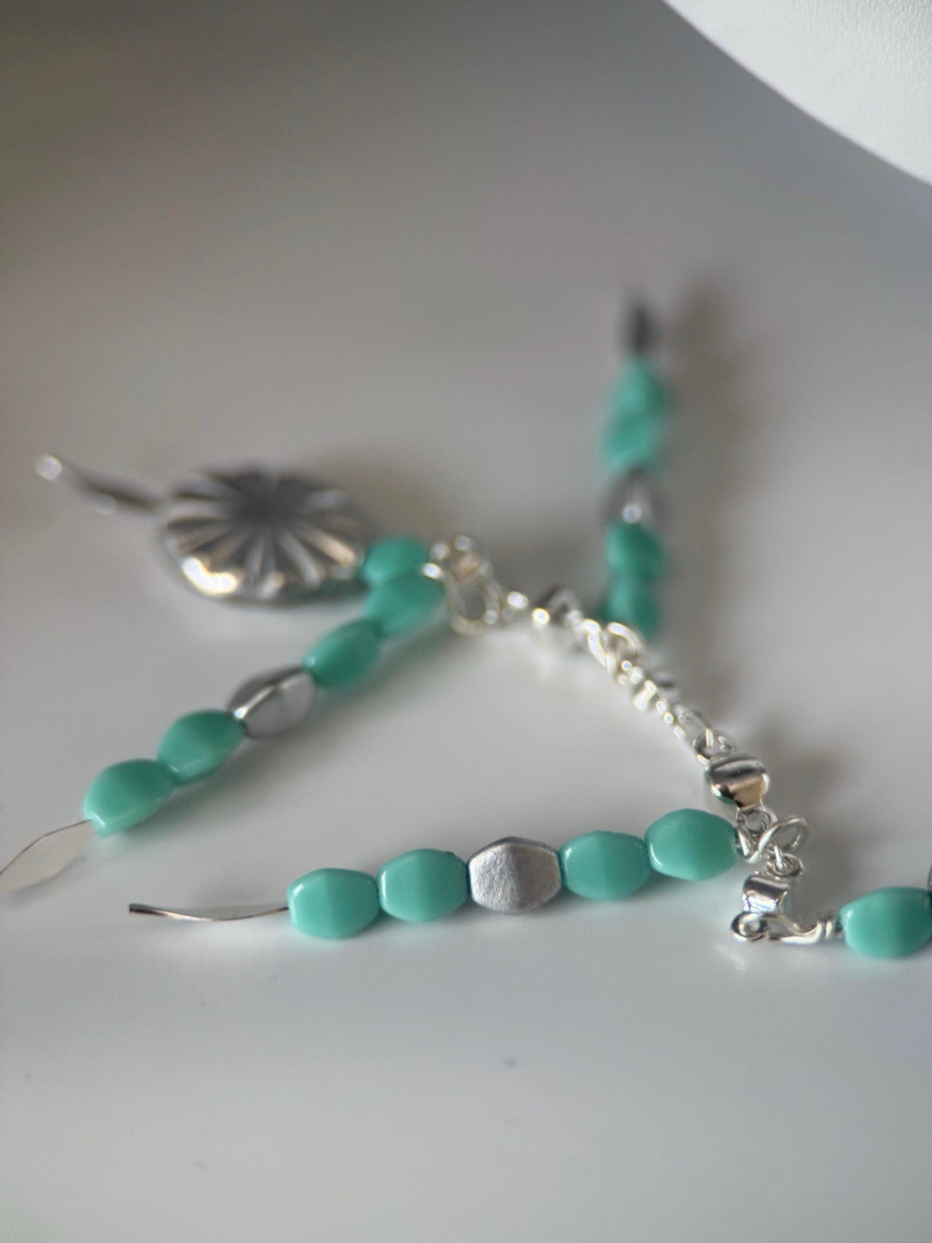 Lariat Czech Glass and Silver Necklace