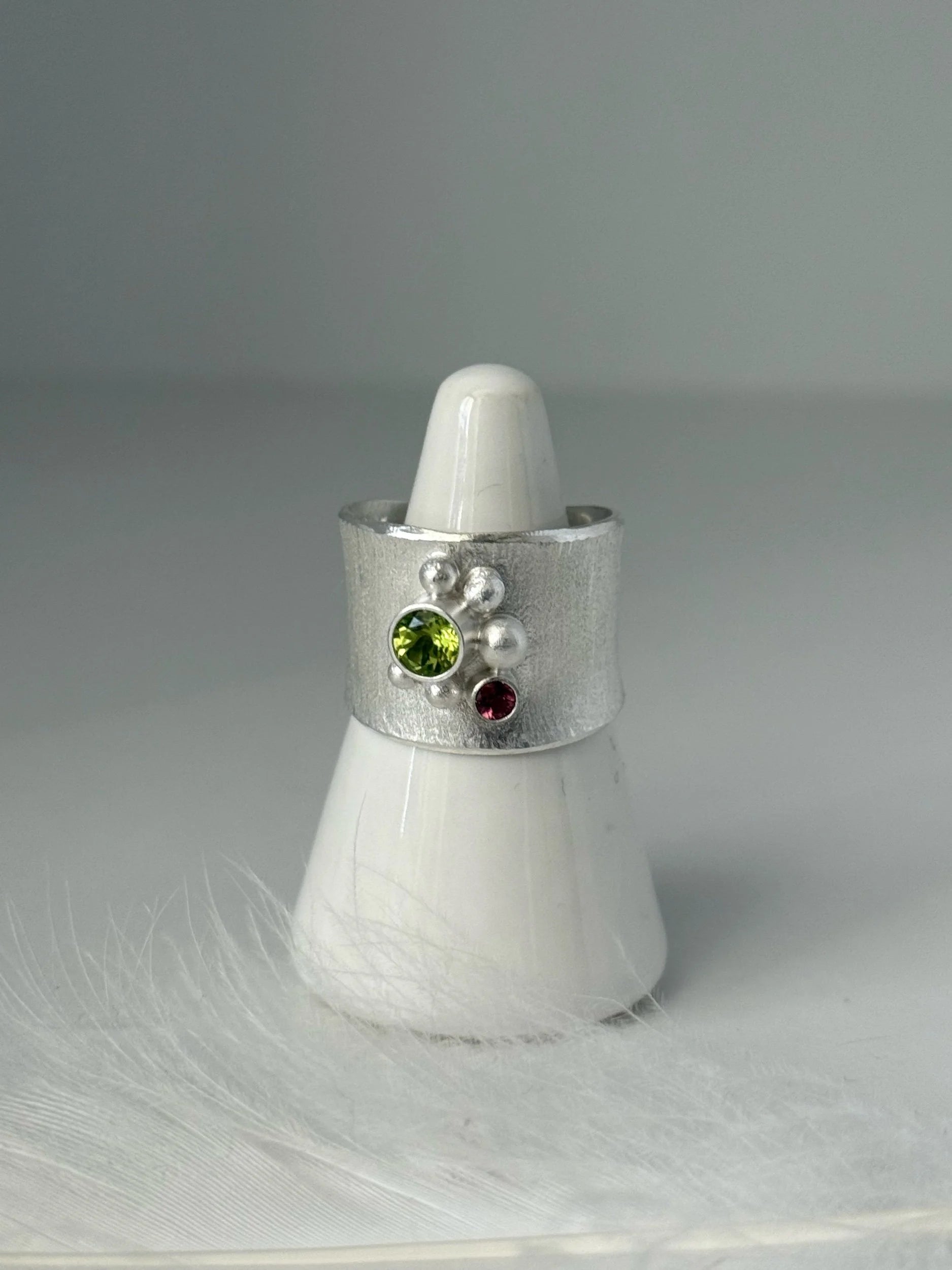 Peridot and Pink Tourmaline Ring