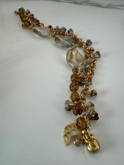 Medium Gold Czech Glass Frenchie Double Strand Bracelet
