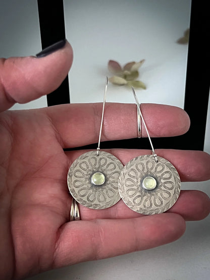 Prehnite Mandala Earrings
