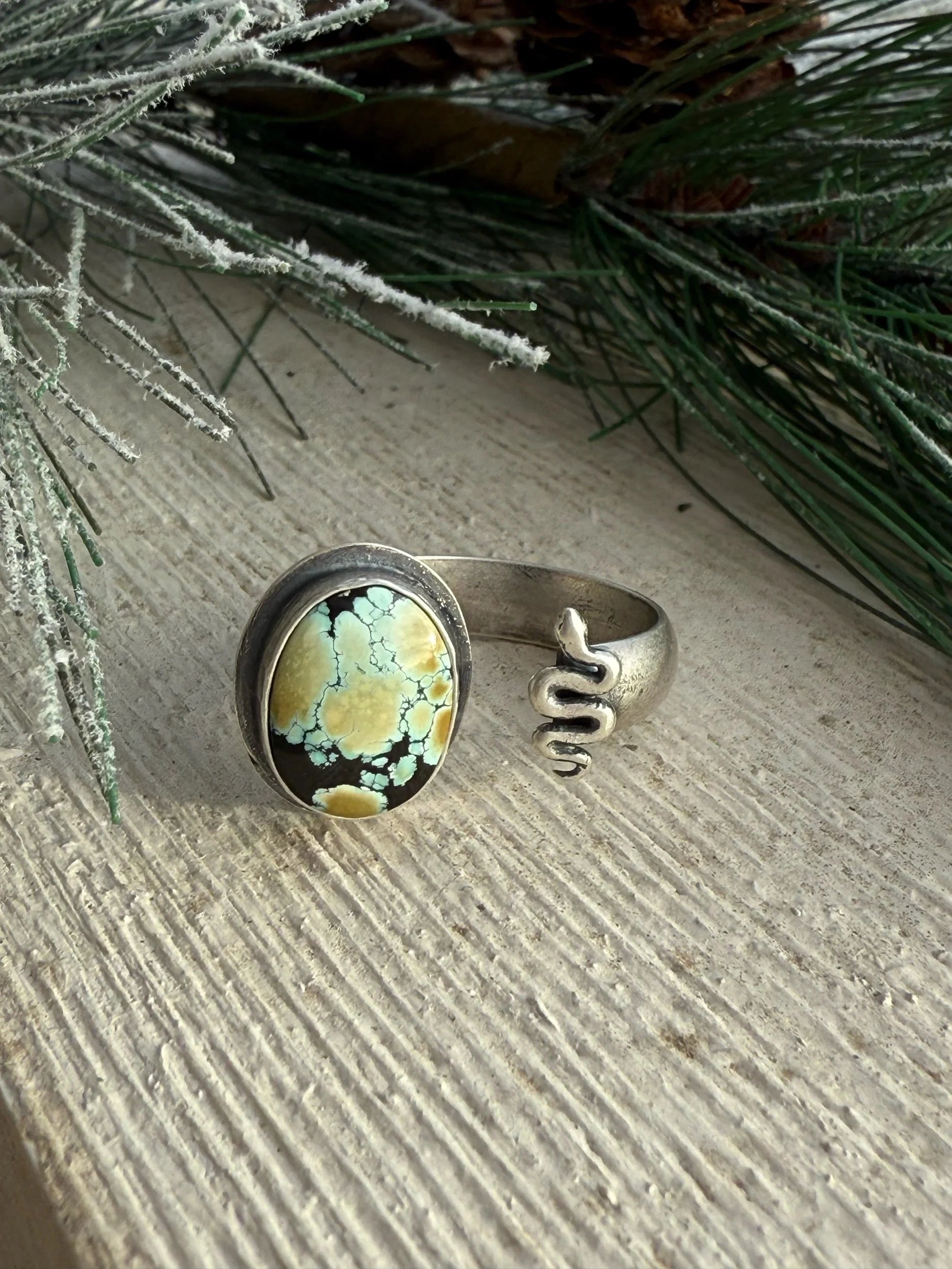 Giraffe Turquoise and Snake Adjustable Ring