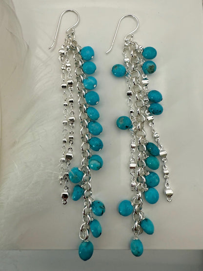 Nacozari Turquoise Chain Statement Earrings