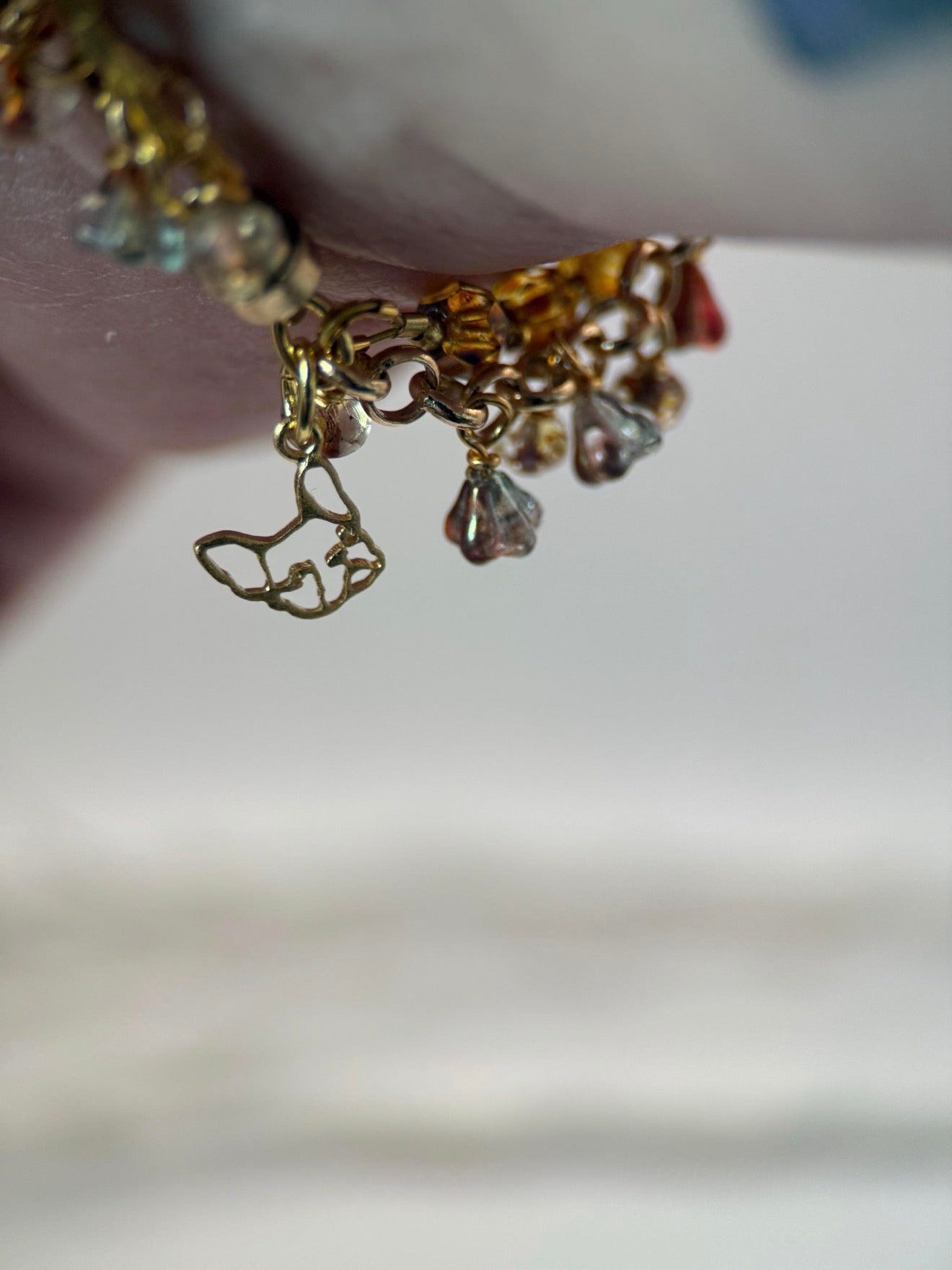 Medium Gold Czech Glass Frenchie Double Strand Bracelet